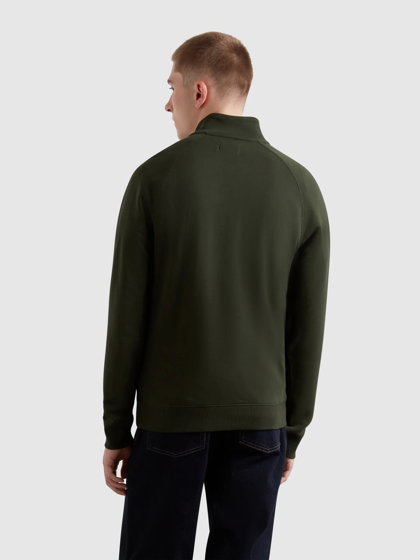 Jim Organic Cotton Quarter Zip Sweatshirt In Evergreen - Image 3