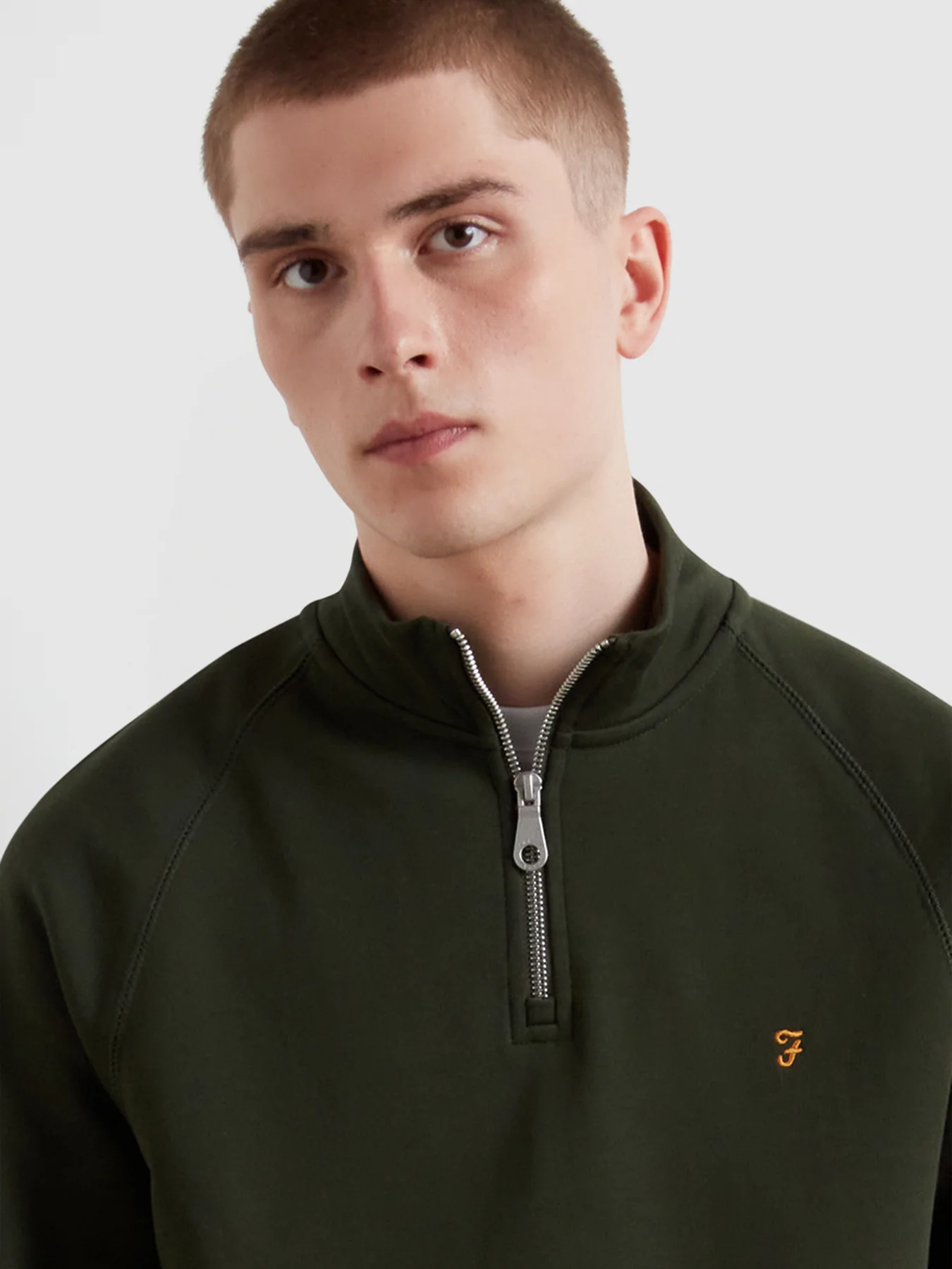 Jim Organic Cotton Quarter Zip Sweatshirt In Evergreen - Image 4