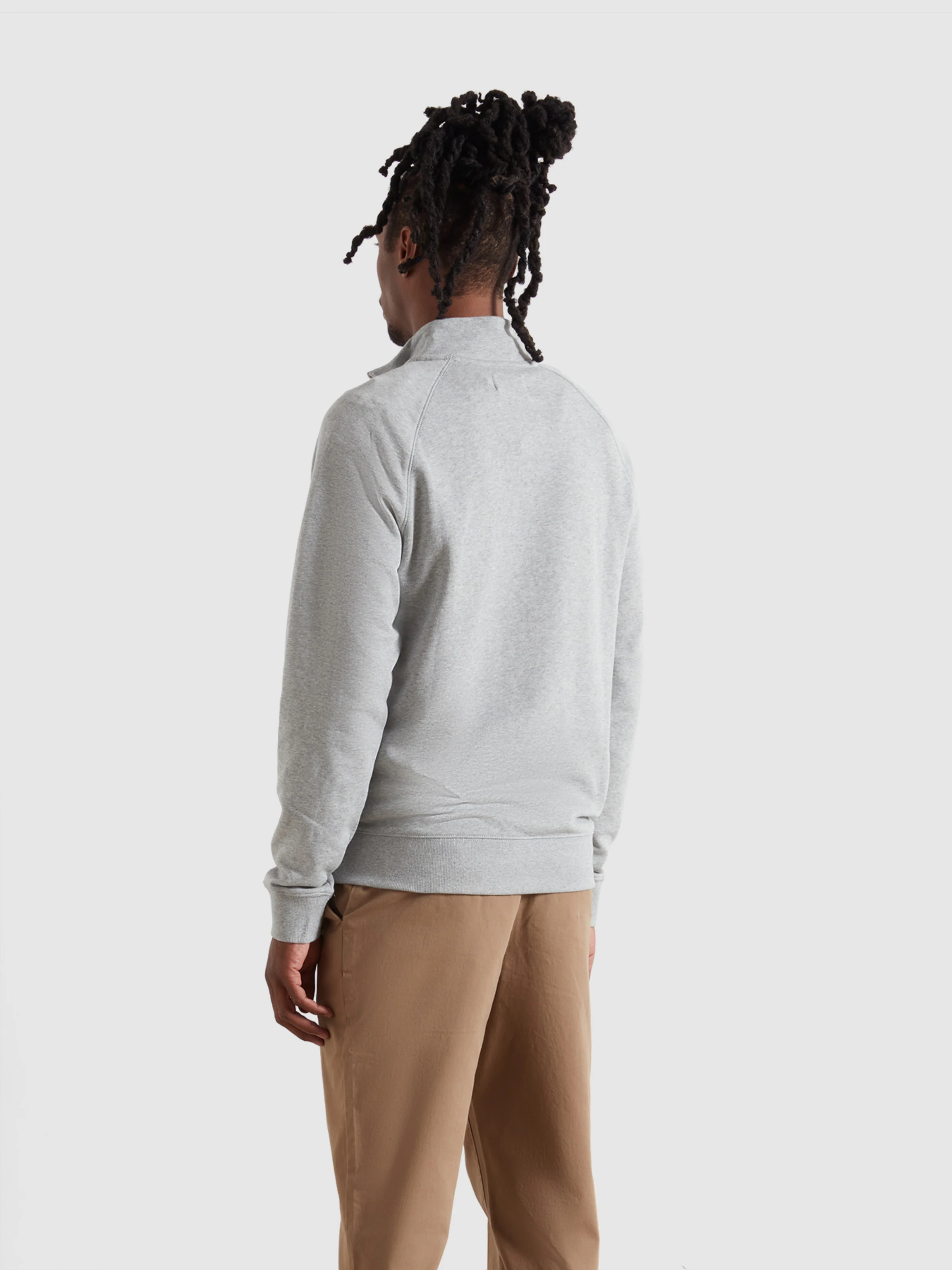 Jim Organic Cotton Quarter Zip Sweatshirt In Light Grey Marl - Image 3