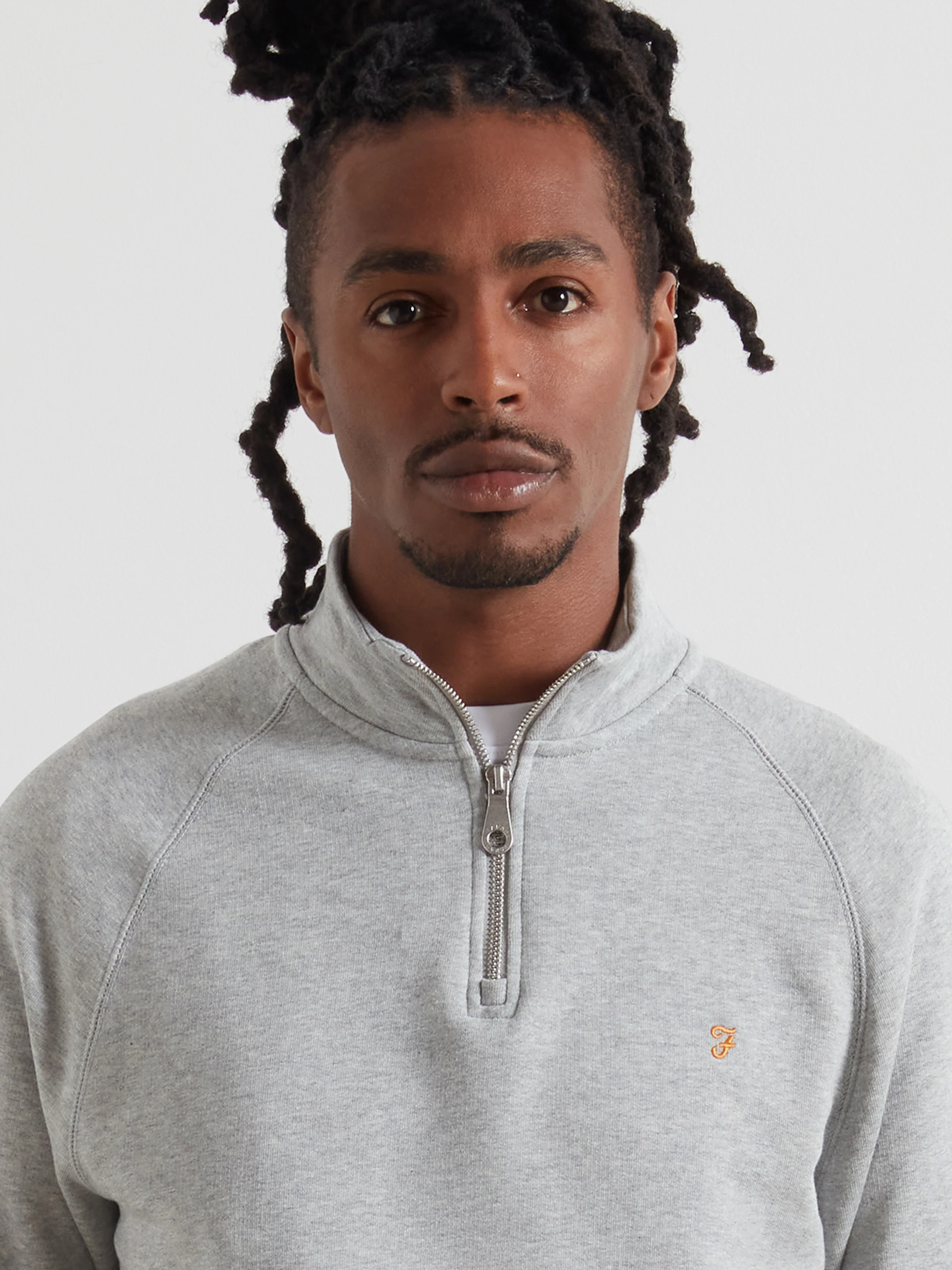 Jim Organic Cotton Quarter Zip Sweatshirt In Light Grey Marl - Image 4