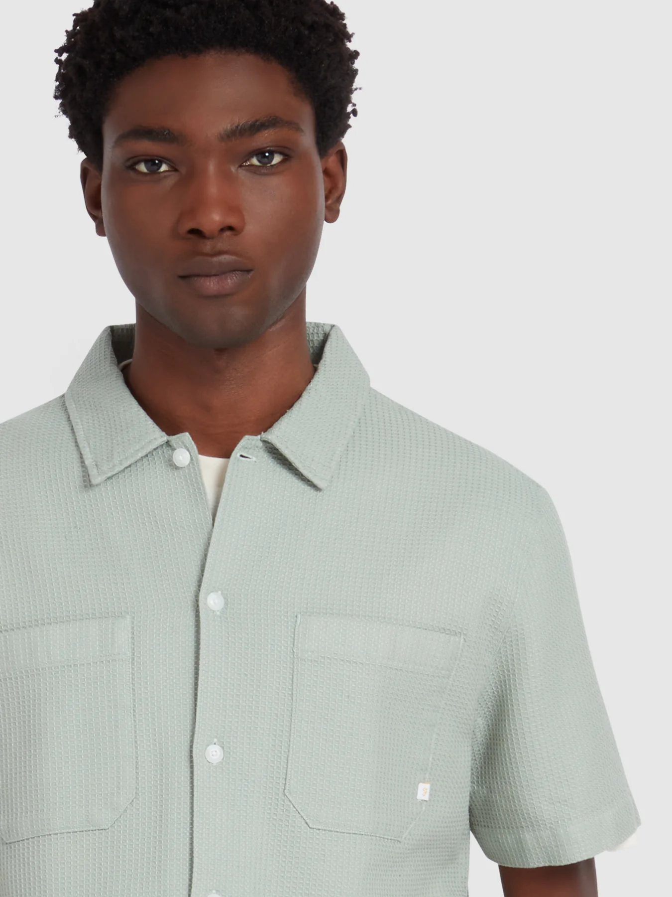 Judson Short Sleeve Waffle Shirt In Grove Green - Image 4