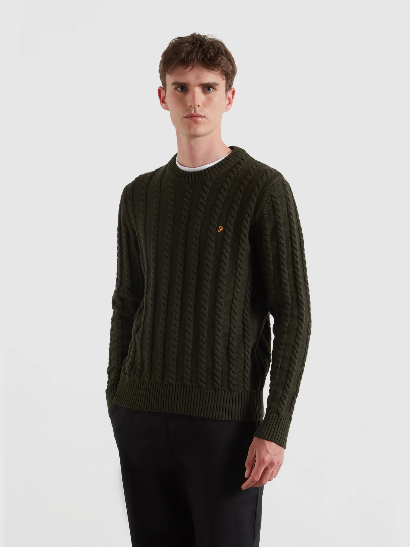 Knight Cable Knit Sweater In Evergreen