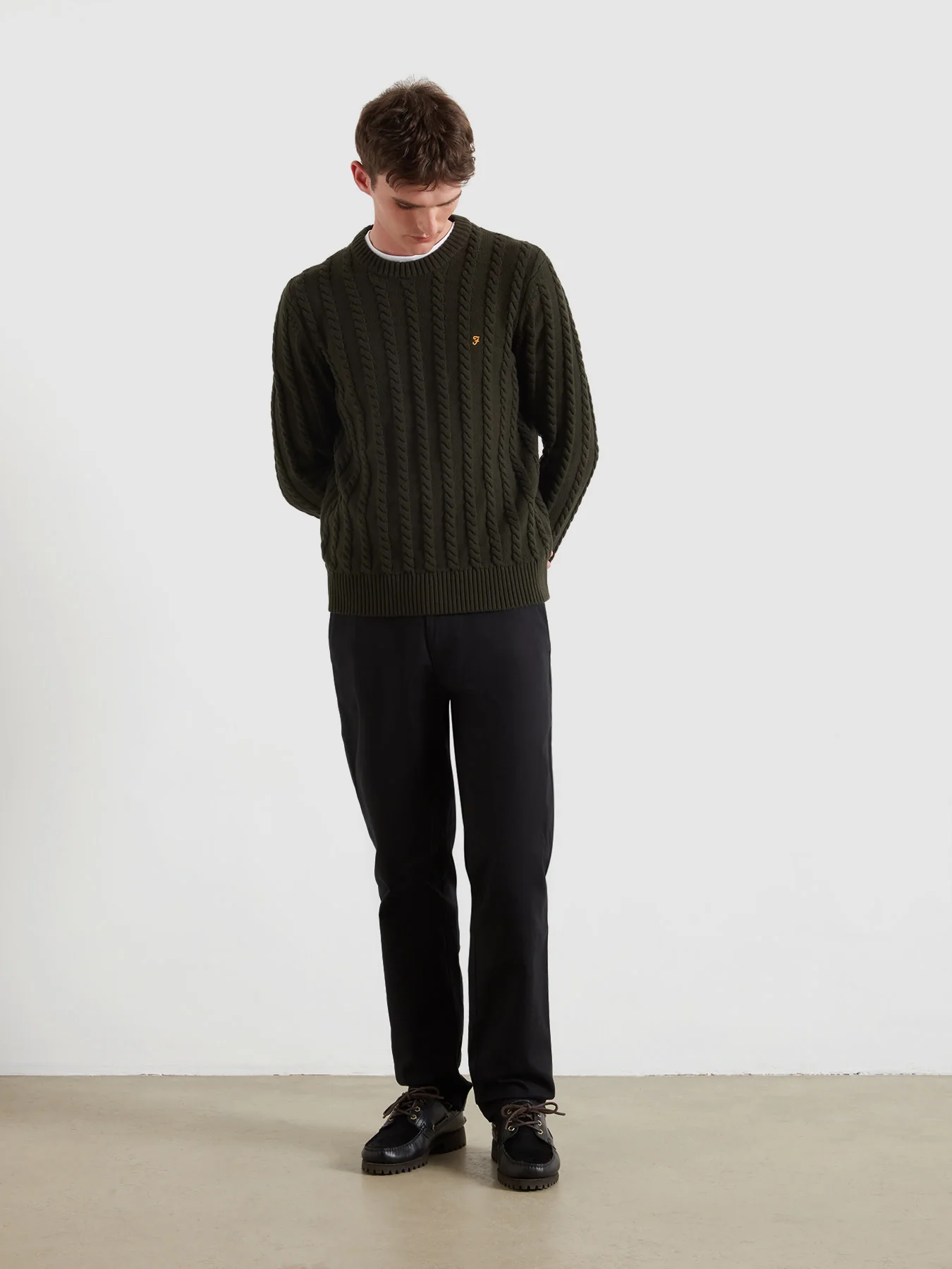 Knight Cable Knit Sweater In Evergreen - Image 2