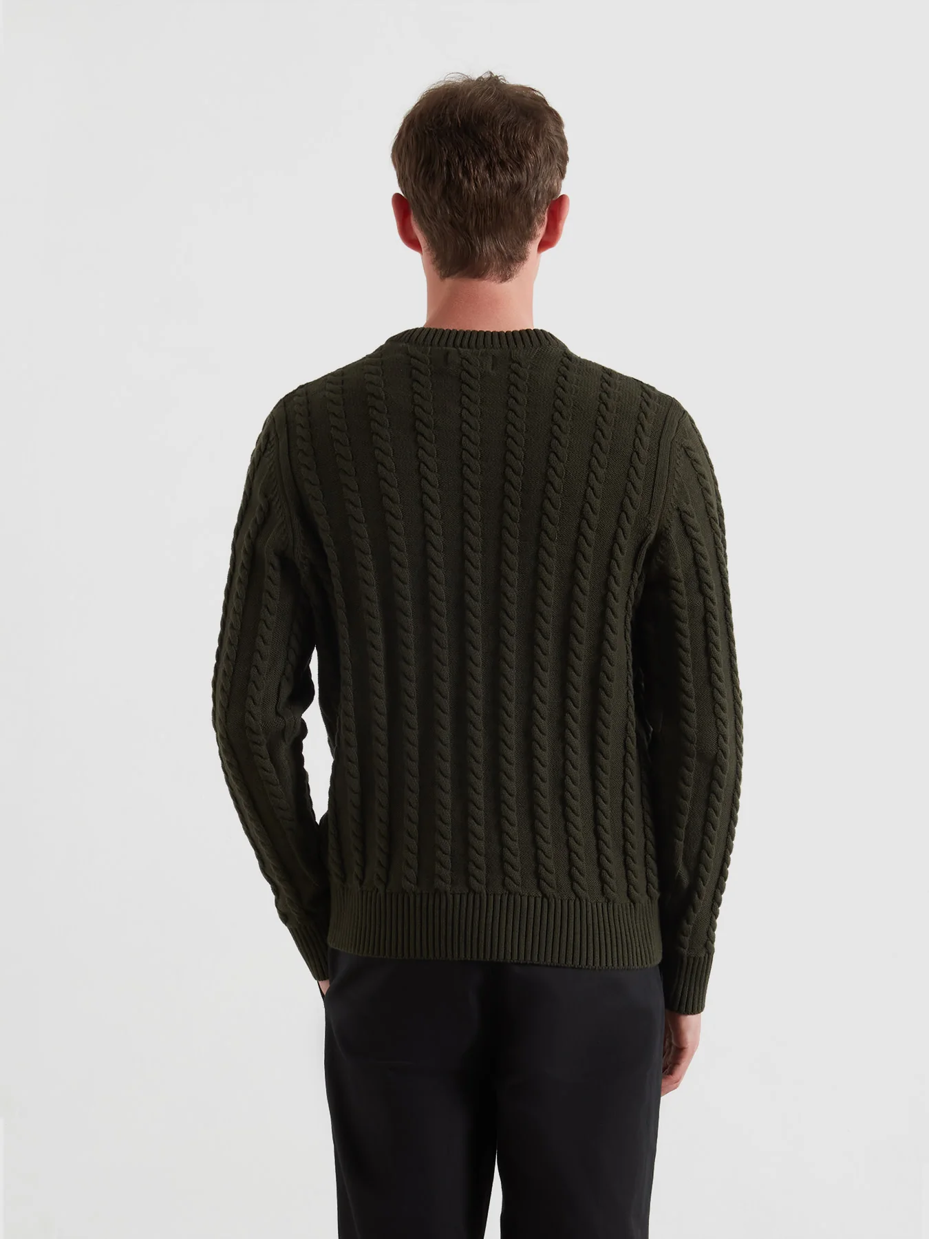 Knight Cable Knit Sweater In Evergreen - Image 3