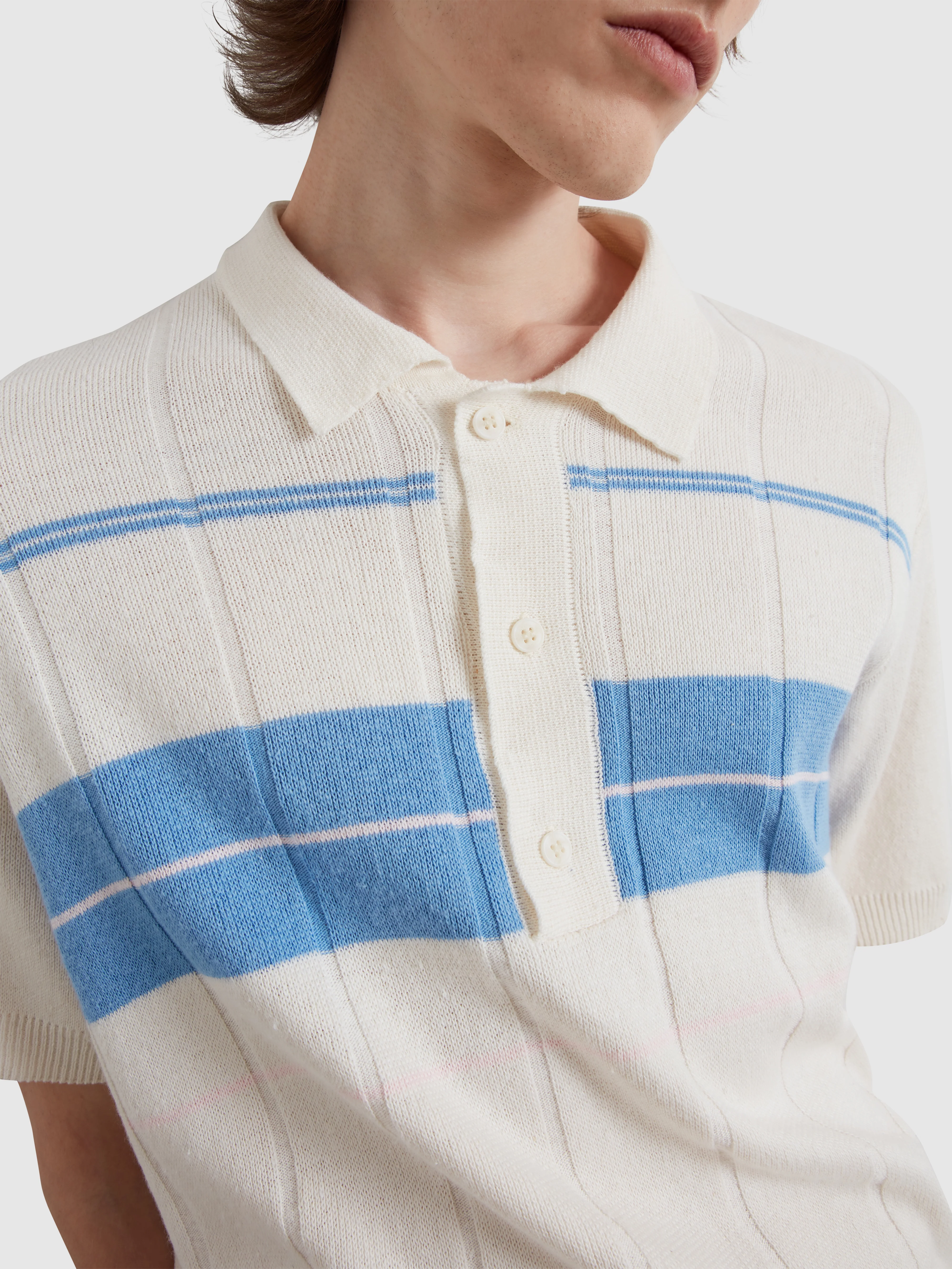 Lamka Archive Knitted Polo In Ecru - Image 4