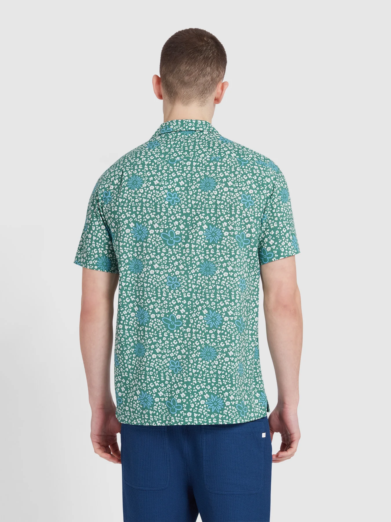 Landon Short Sleeve Floral Print Shirt In Green Meadow - Image 3