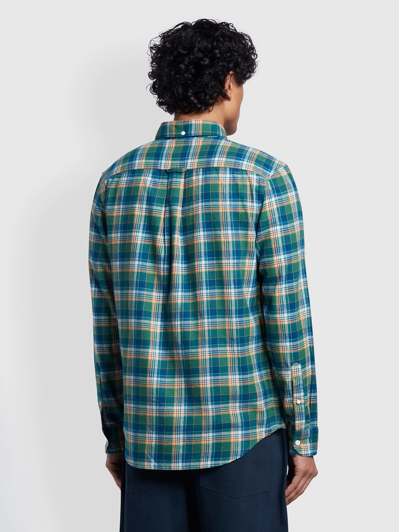 Leyroy Casual Fit Organic Cotton Check Shirt In Pea Green - Image 4