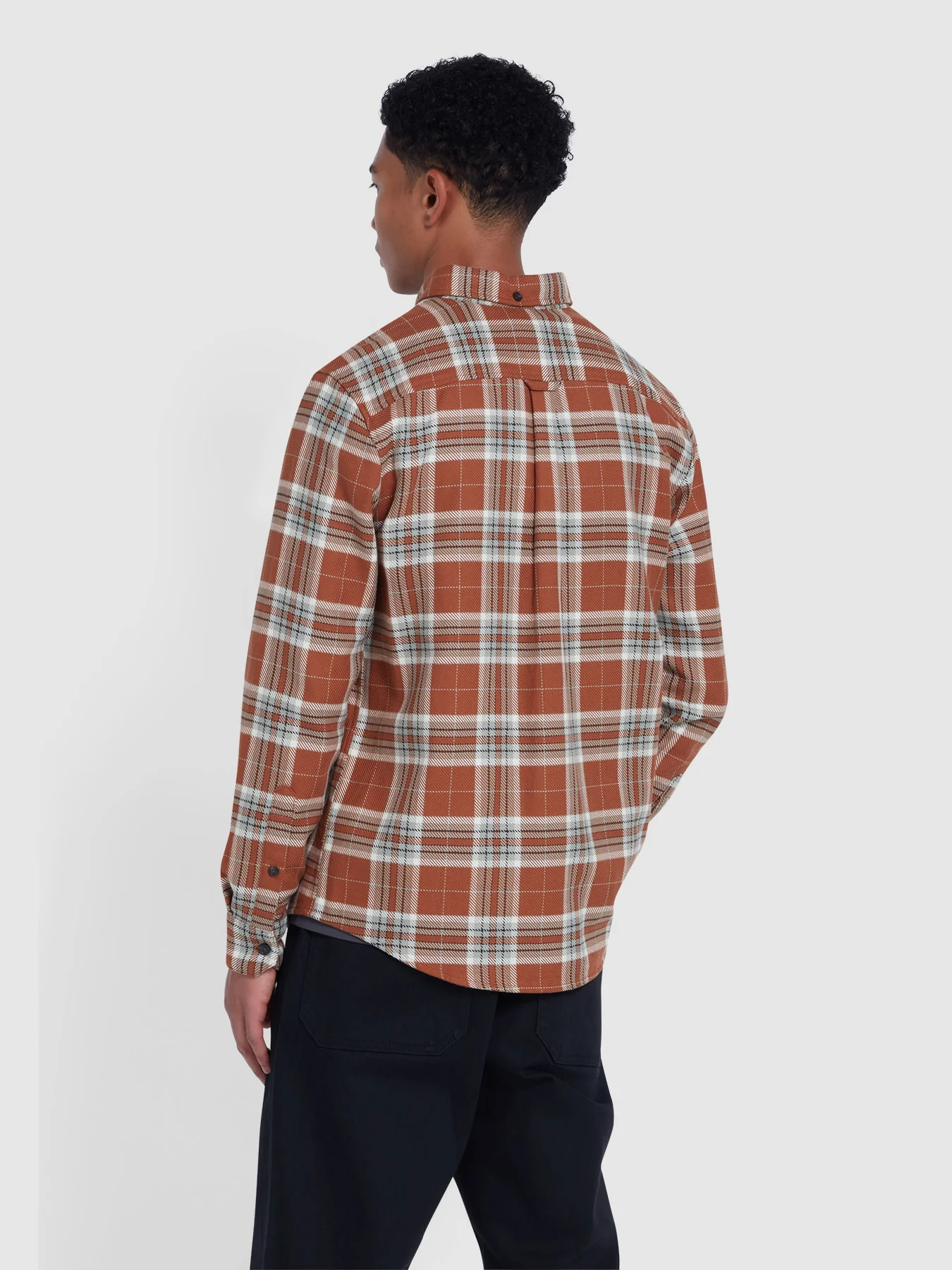 Marcelo Casual Fit Check Shirt In Teak - Image 3