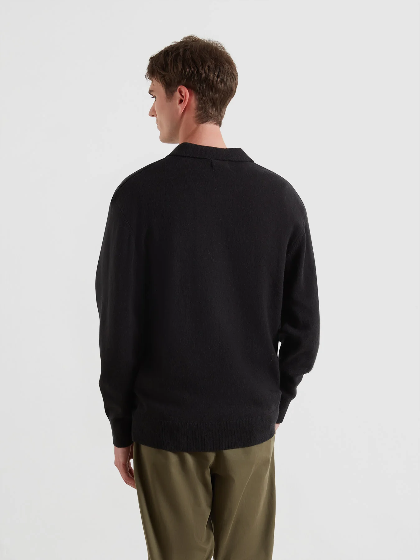 Matson Knitted Long Sleeve Polo Shirt In Black - Image 3