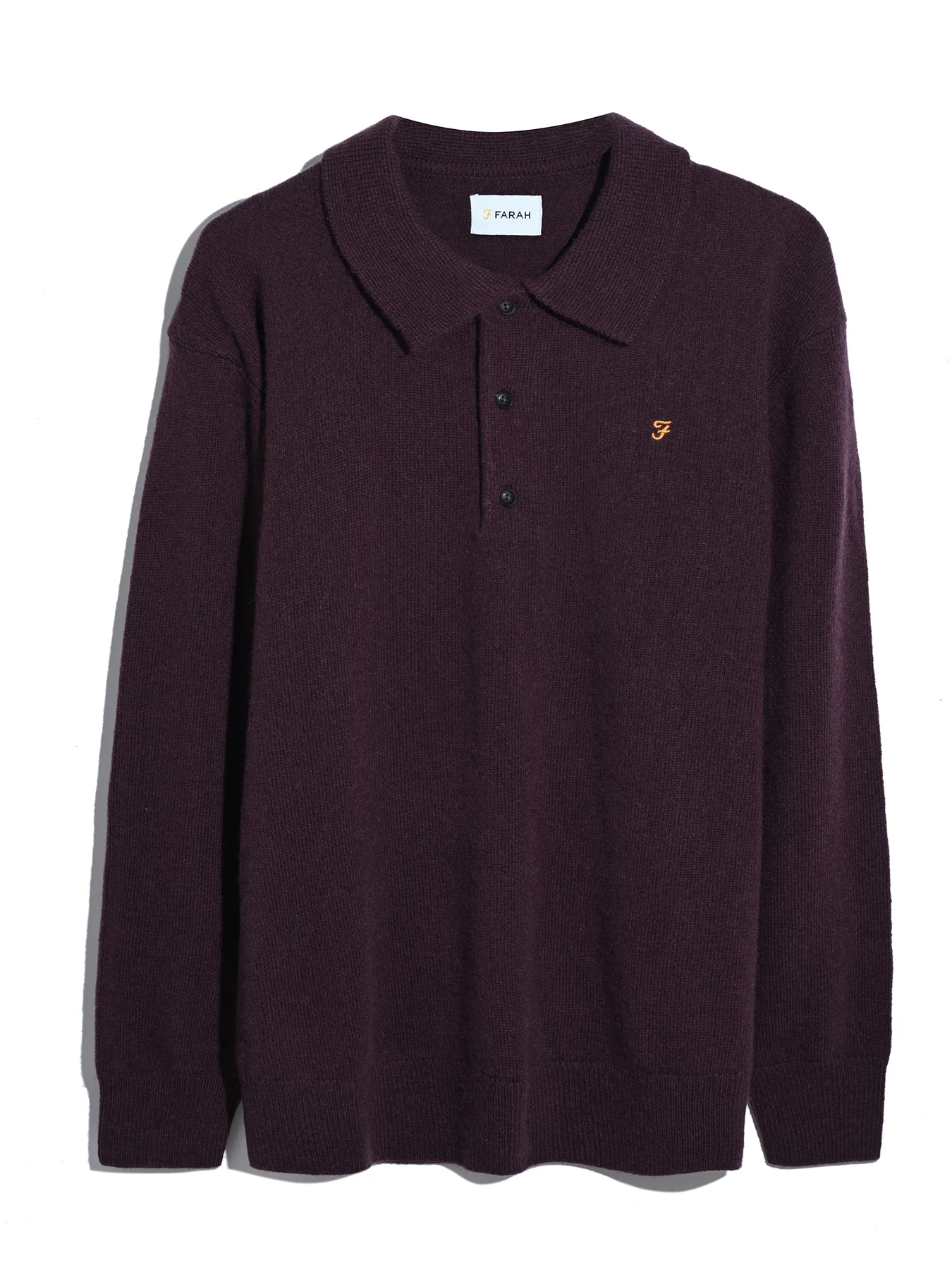 Matson Knitted Long Sleeve Polo Shirt In Bordeaux - Image 5