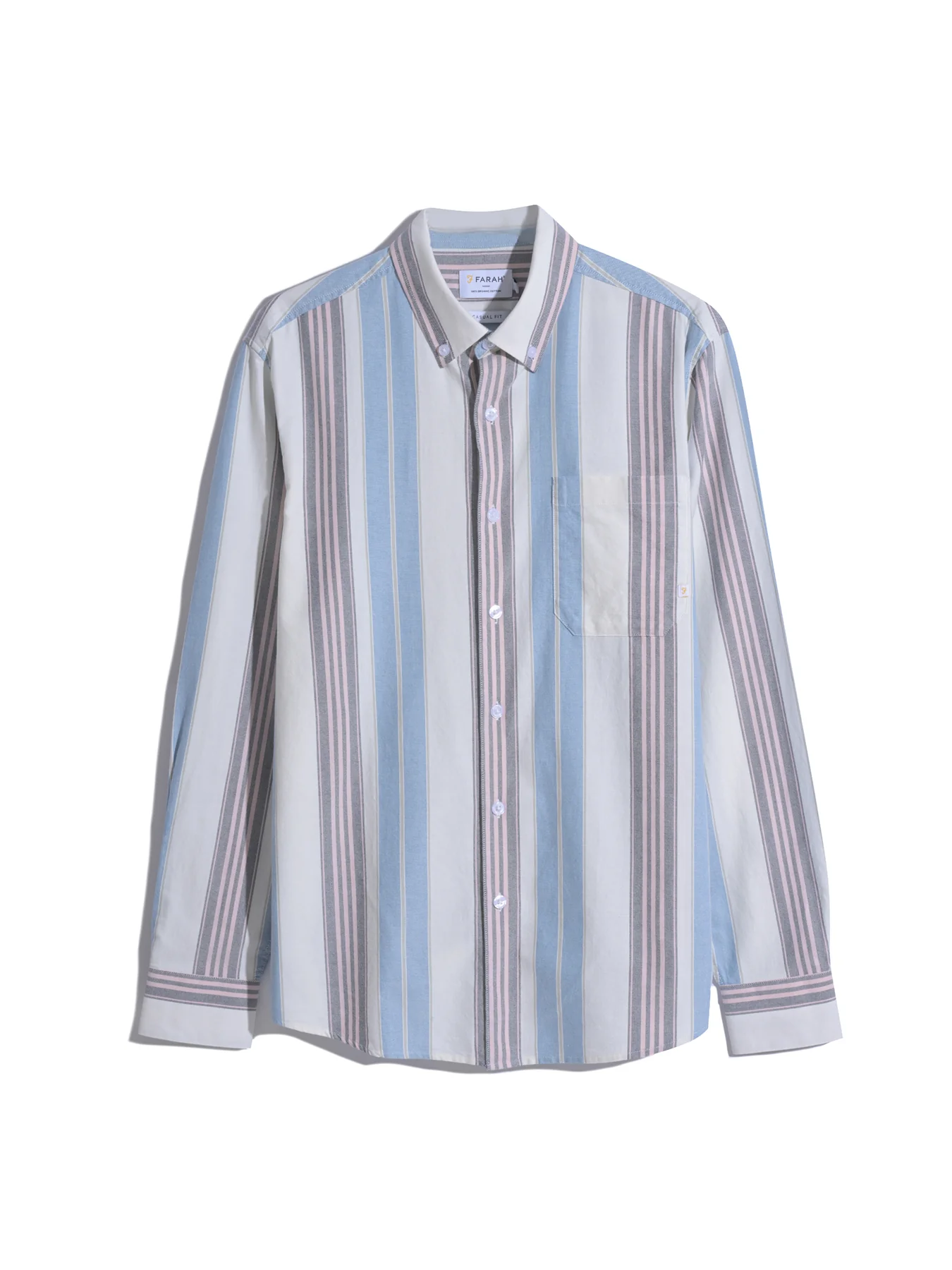 Millard Long Sleeve Button Down Stripe Shirt In Ecru - Image 5