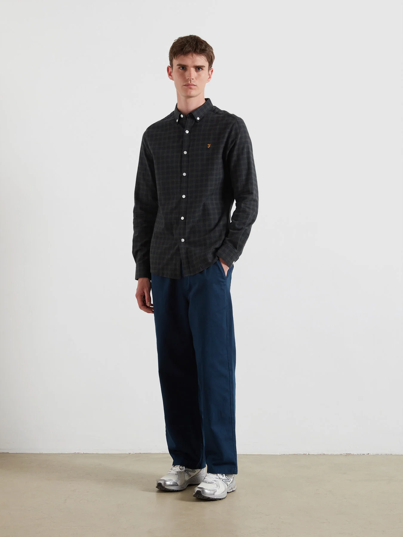 Milners Check Shirt In True Navy Marl - Image 2