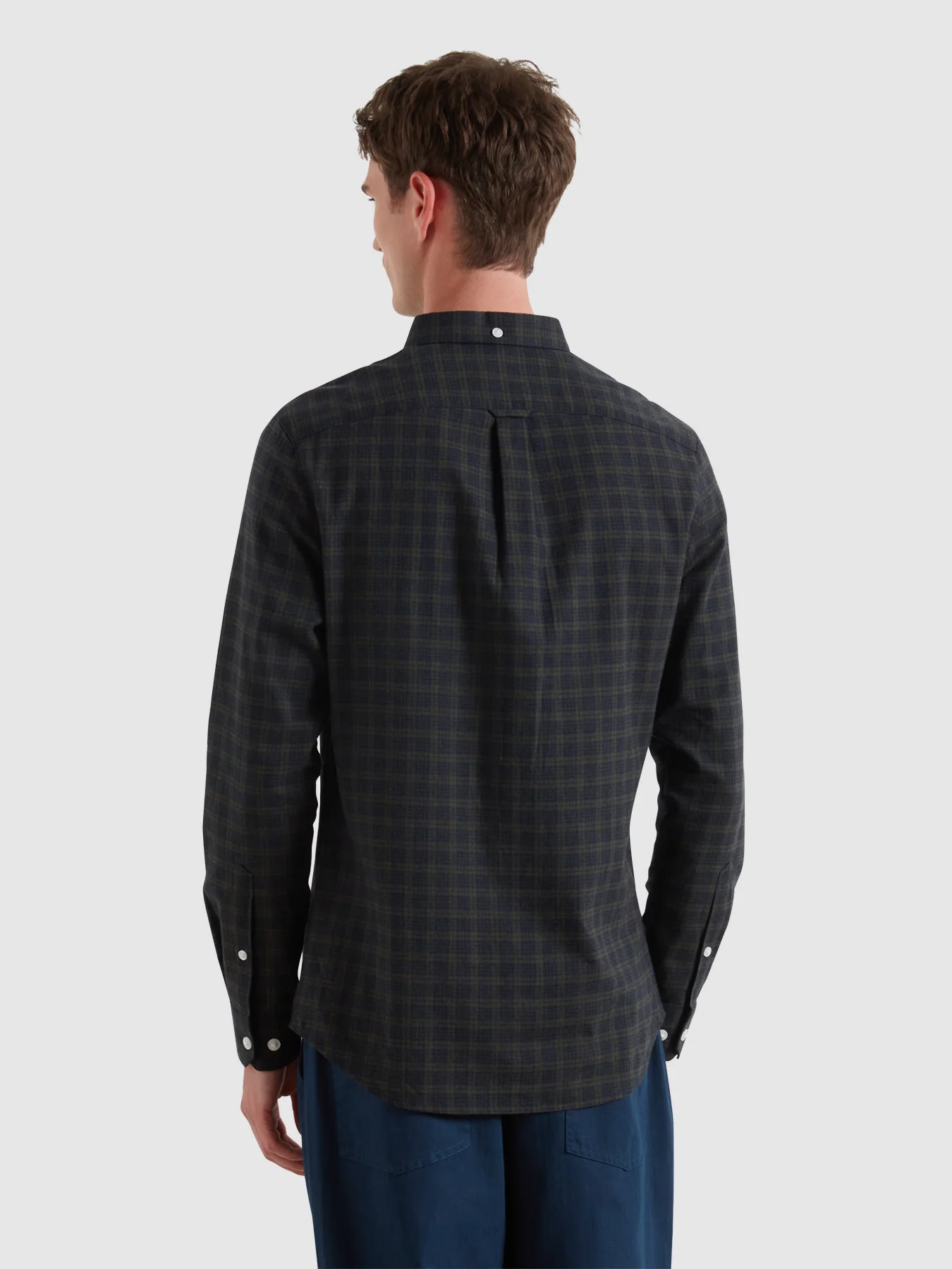 Milners Check Shirt In True Navy Marl - Image 3