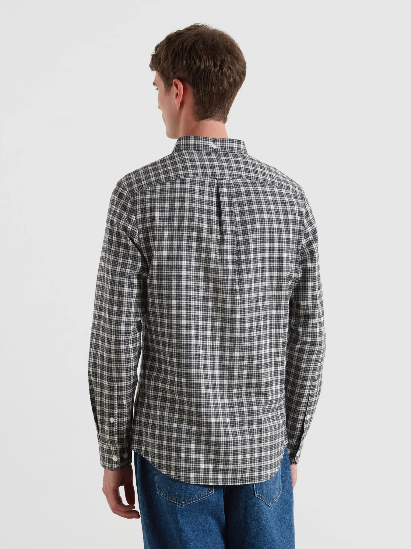 Milners Check Shirt In Charcoal Marl - Image 3