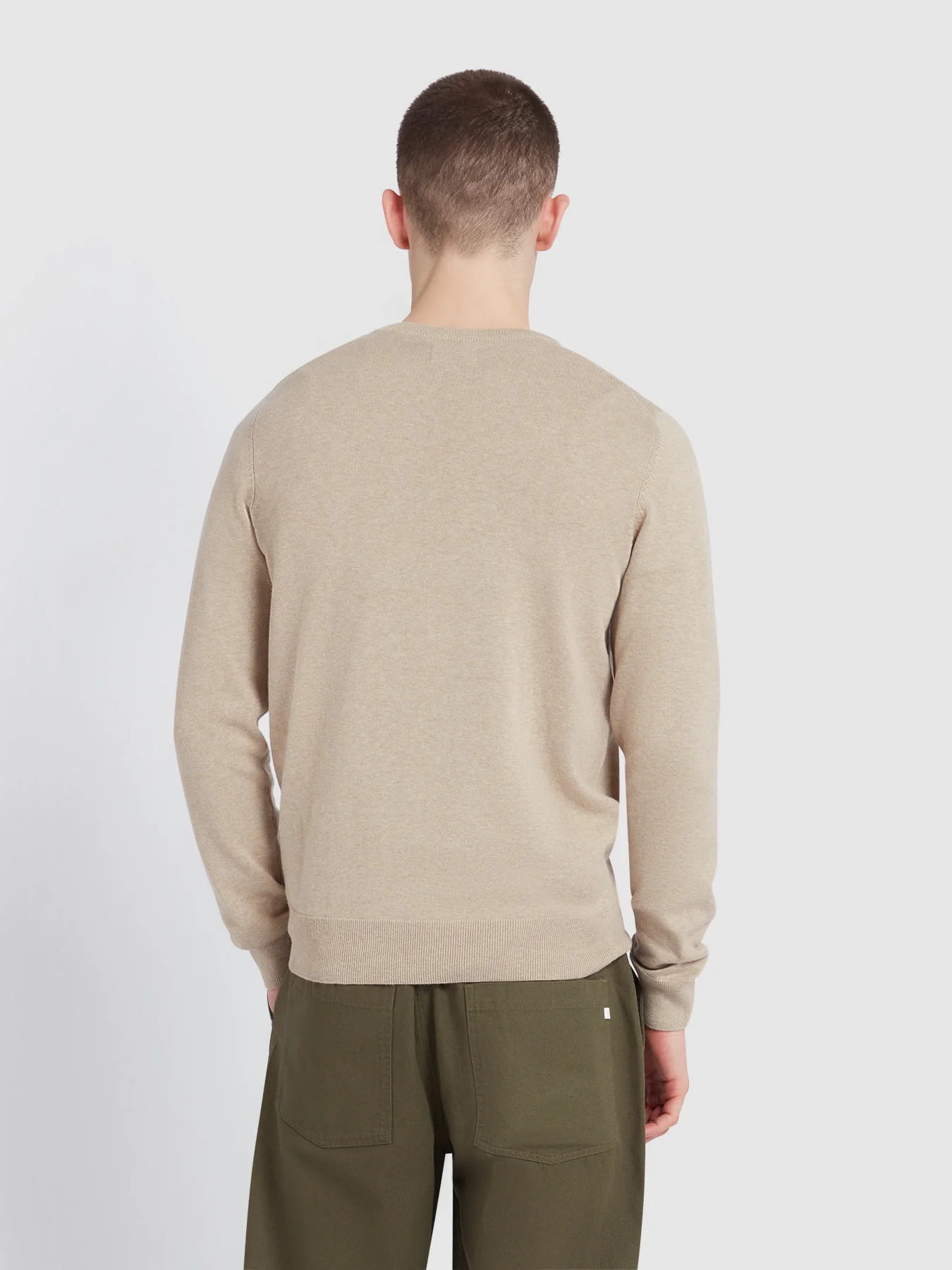 Mullen Cotton Crew Neck Sweater In Hazelnut Marl - Image 3