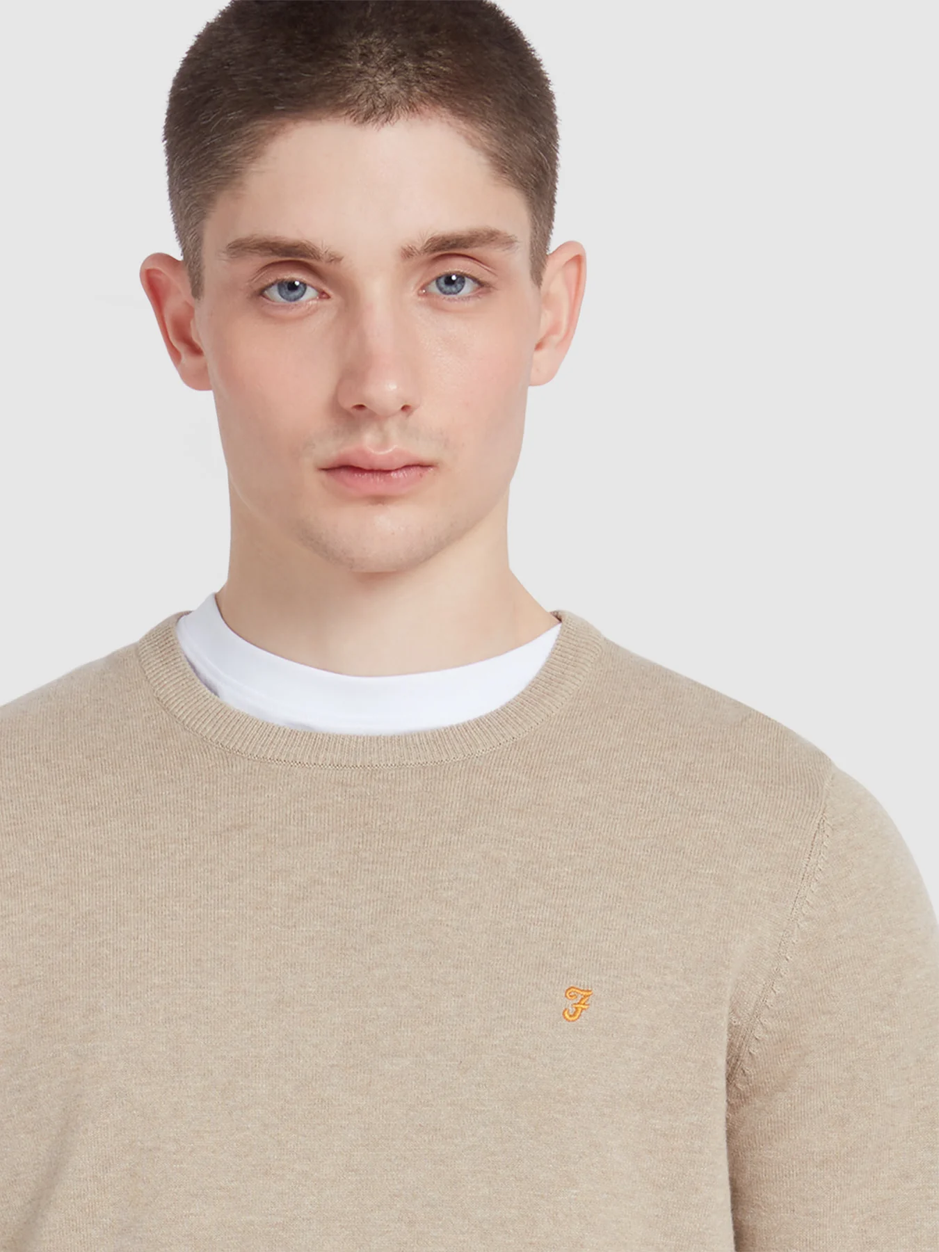 Mullen Cotton Crew Neck Sweater In Hazelnut Marl - Image 4