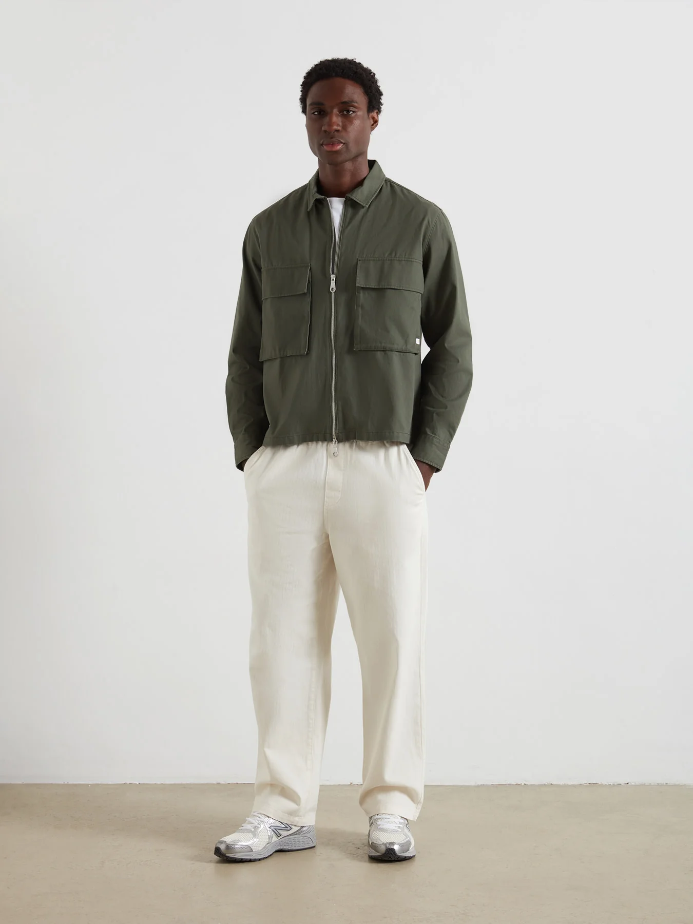 Murphy Zipped Overshirt In Rosemary - Image 2