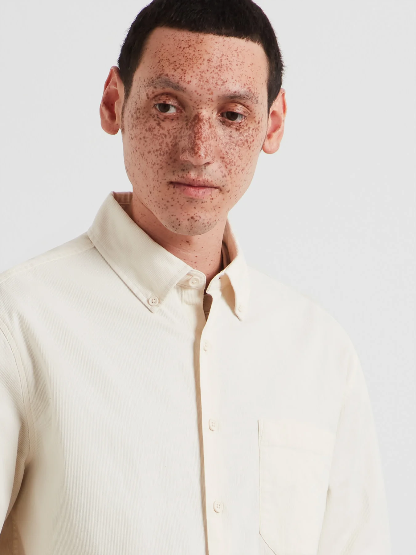 Netherton Bedford Cord Shirt In Ecru