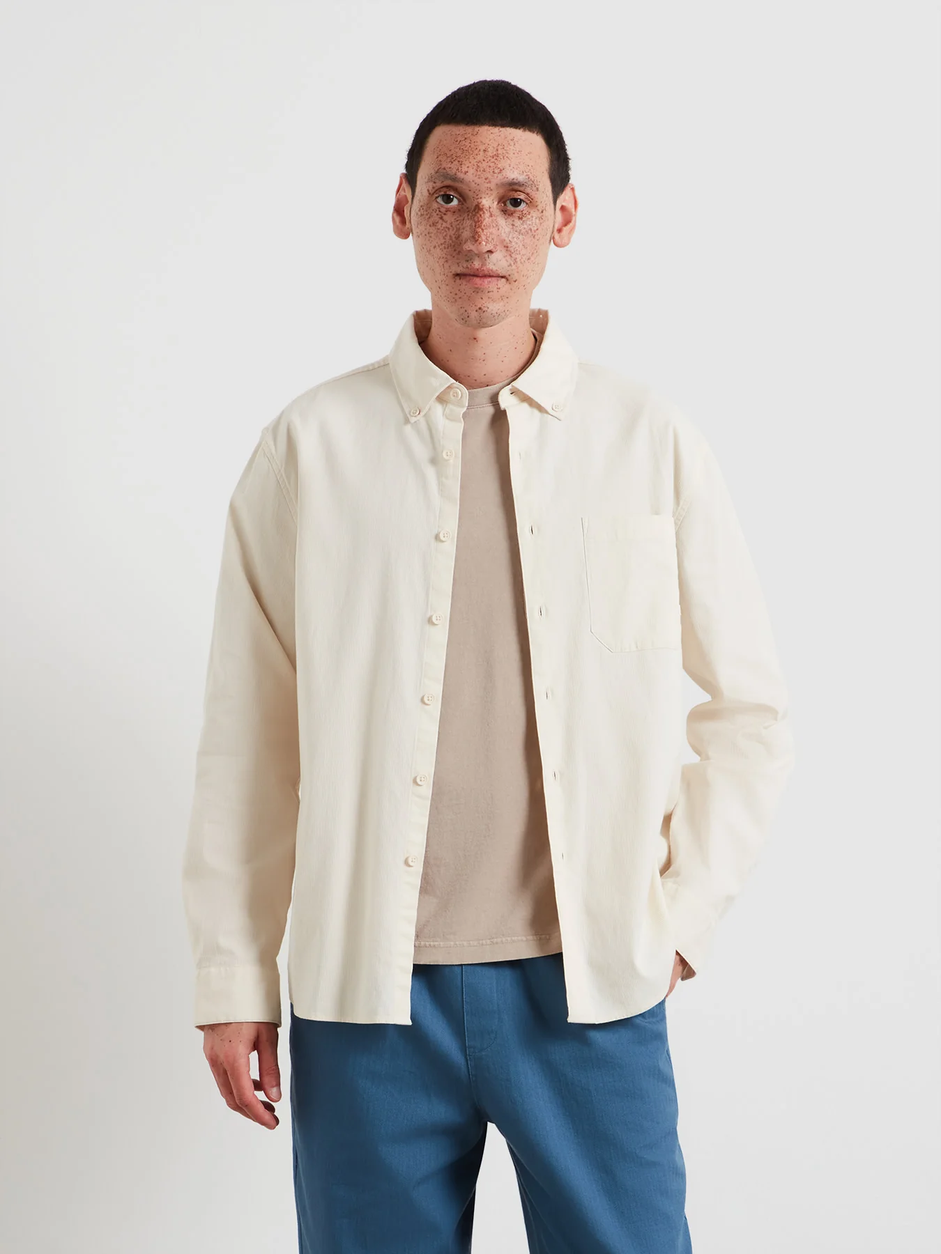 Netherton Bedford Cord Shirt In Ecru - Image 2