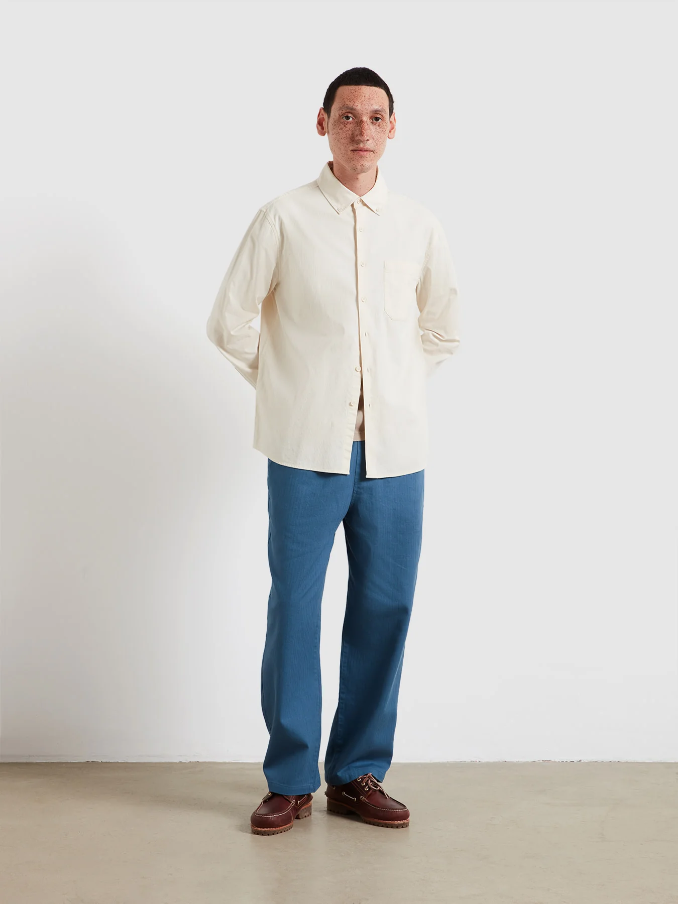 Netherton Bedford Cord Shirt In Ecru - Image 3