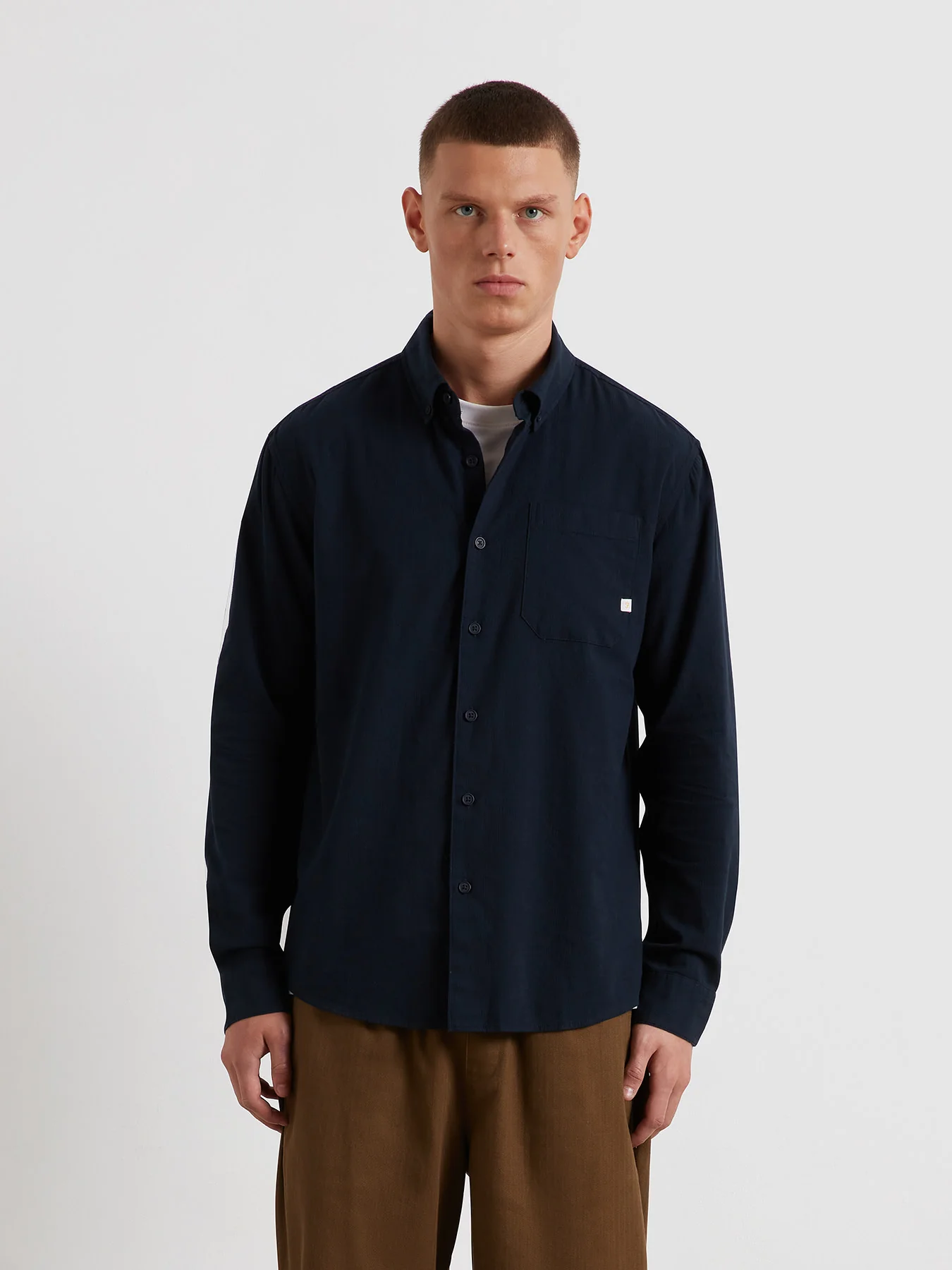 Netherton Bedford Cord Shirt In True Navy