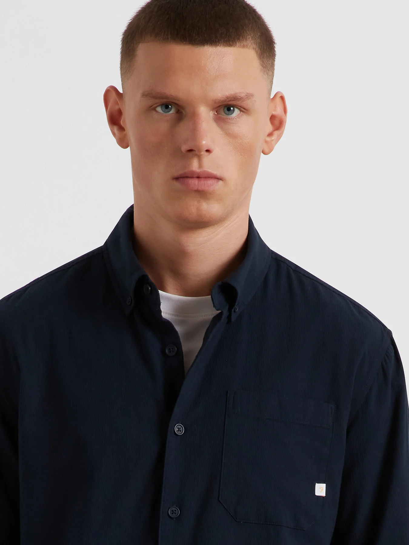 Netherton Bedford Cord Shirt In True Navy - Image 4