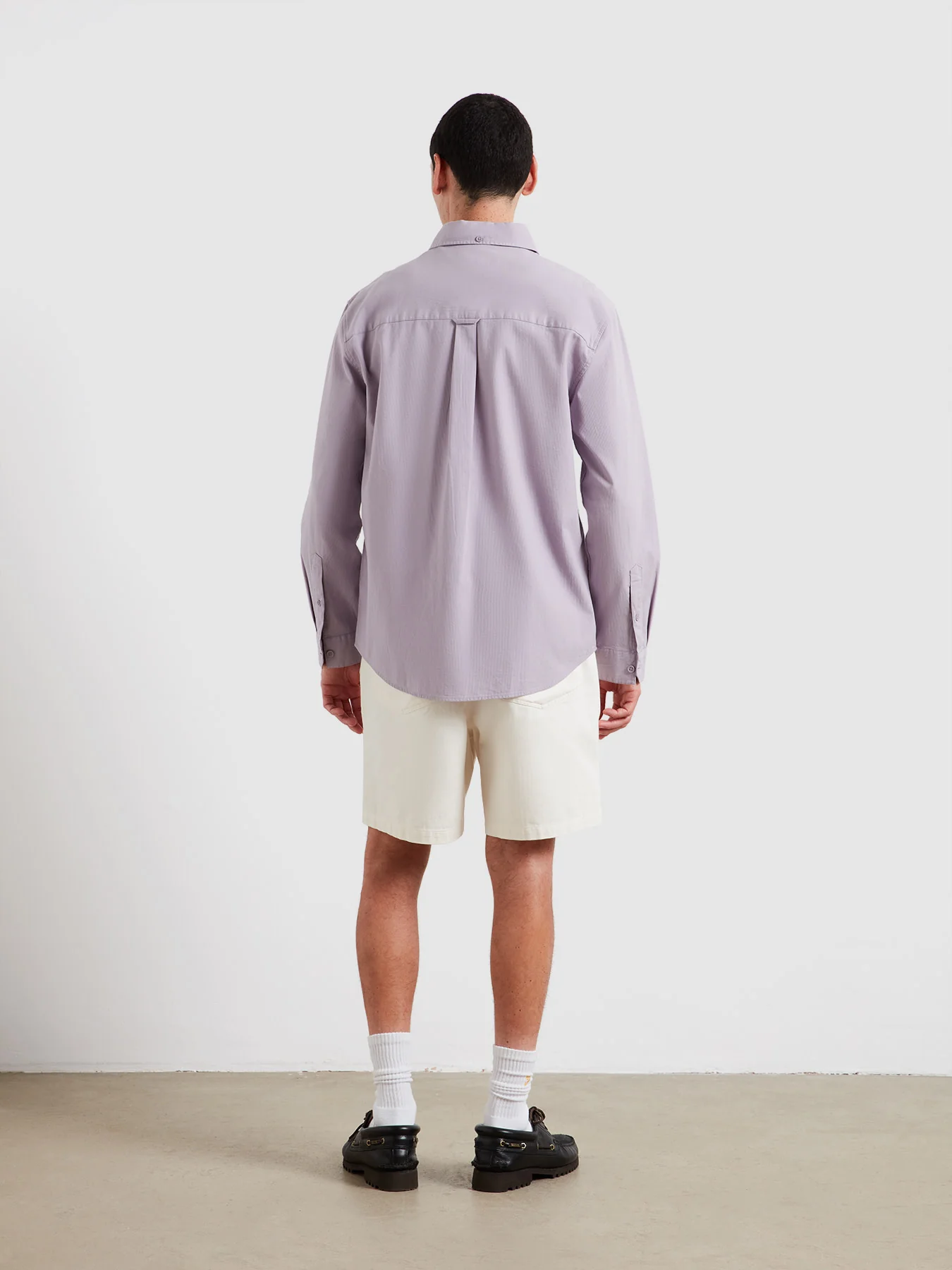 Netherton Bedford Cord Shirt In Dusky Lavender - Image 4