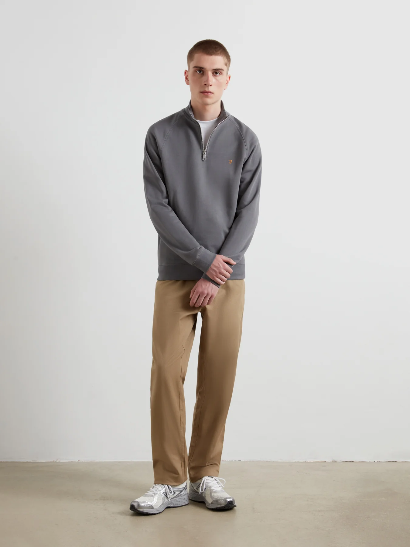 Norwood Regular Fit Cotton Hopsack Trousers In Beige