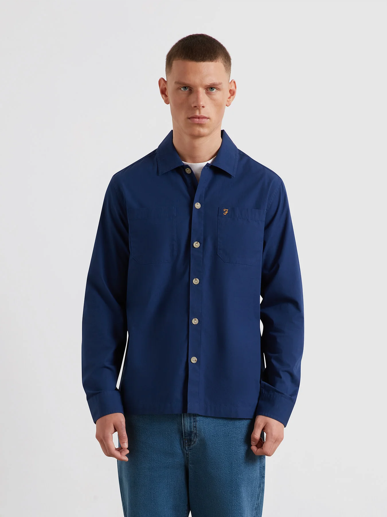 Ramsey Lightweight Overshirt In Midnight Blue