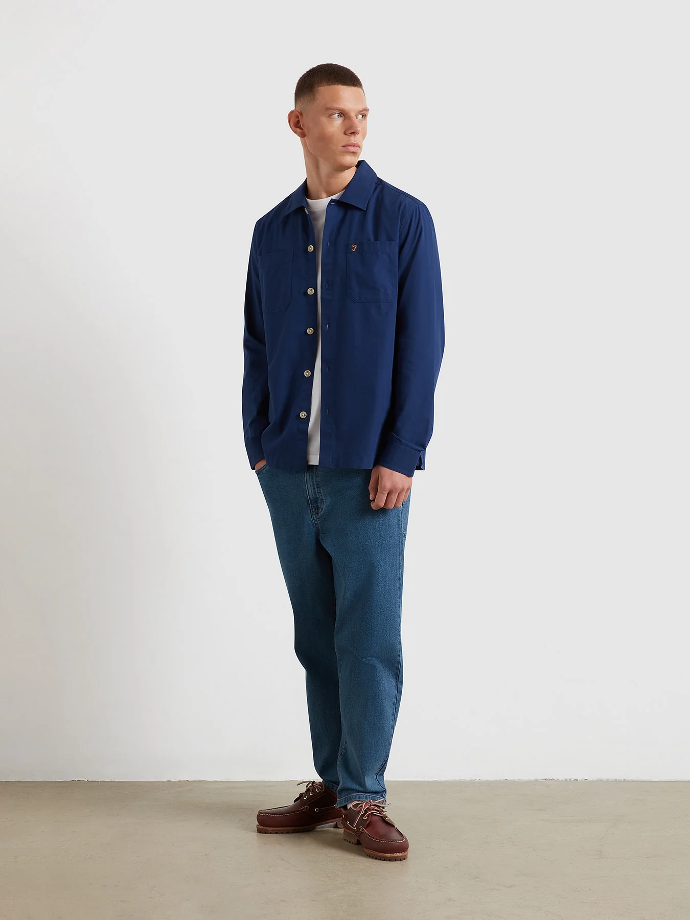 Ramsey Lightweight Overshirt In Midnight Blue - Image 2