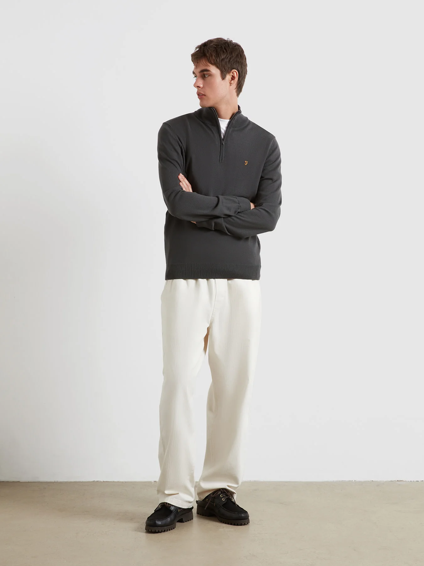 Redchurch Merino Wool Quarter Zip Sweater In Submarine Grey - Image 2