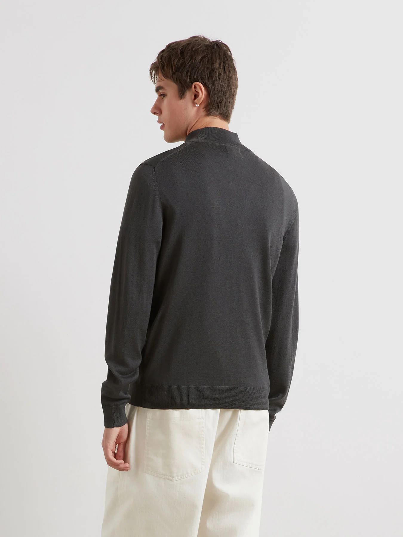 Redchurch Merino Wool Quarter Zip Sweater In Submarine Grey - Image 3