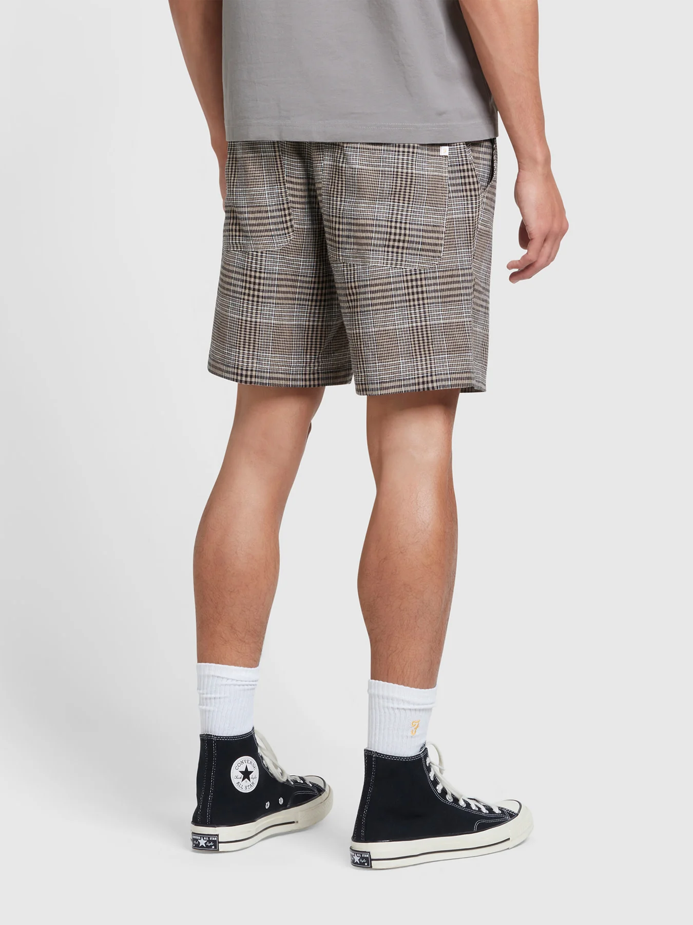 Redwald Check Drawstring Shorts In True Khaki - Image 3