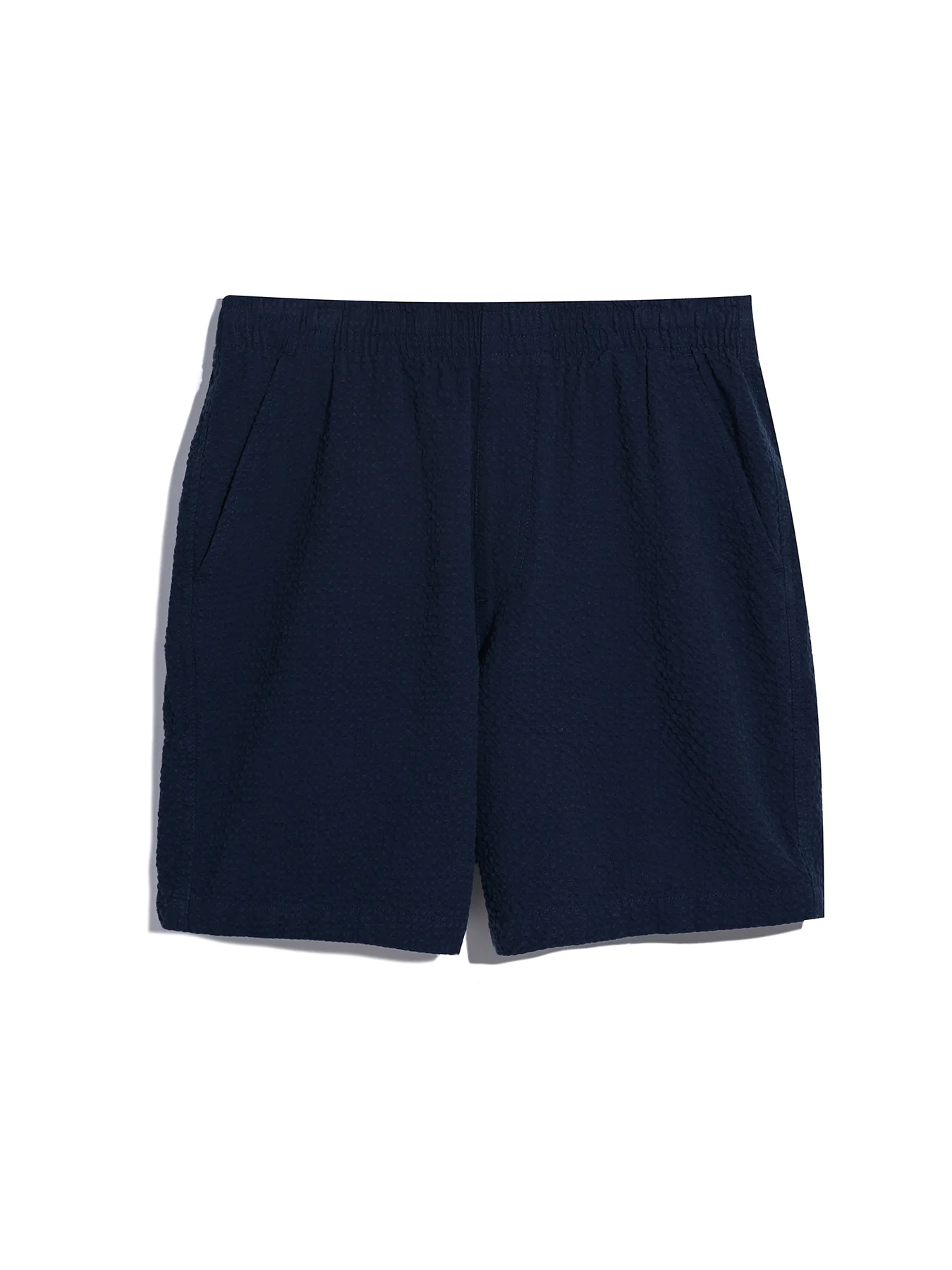 Redwald Seersucker Shorts In True Navy - Image 5