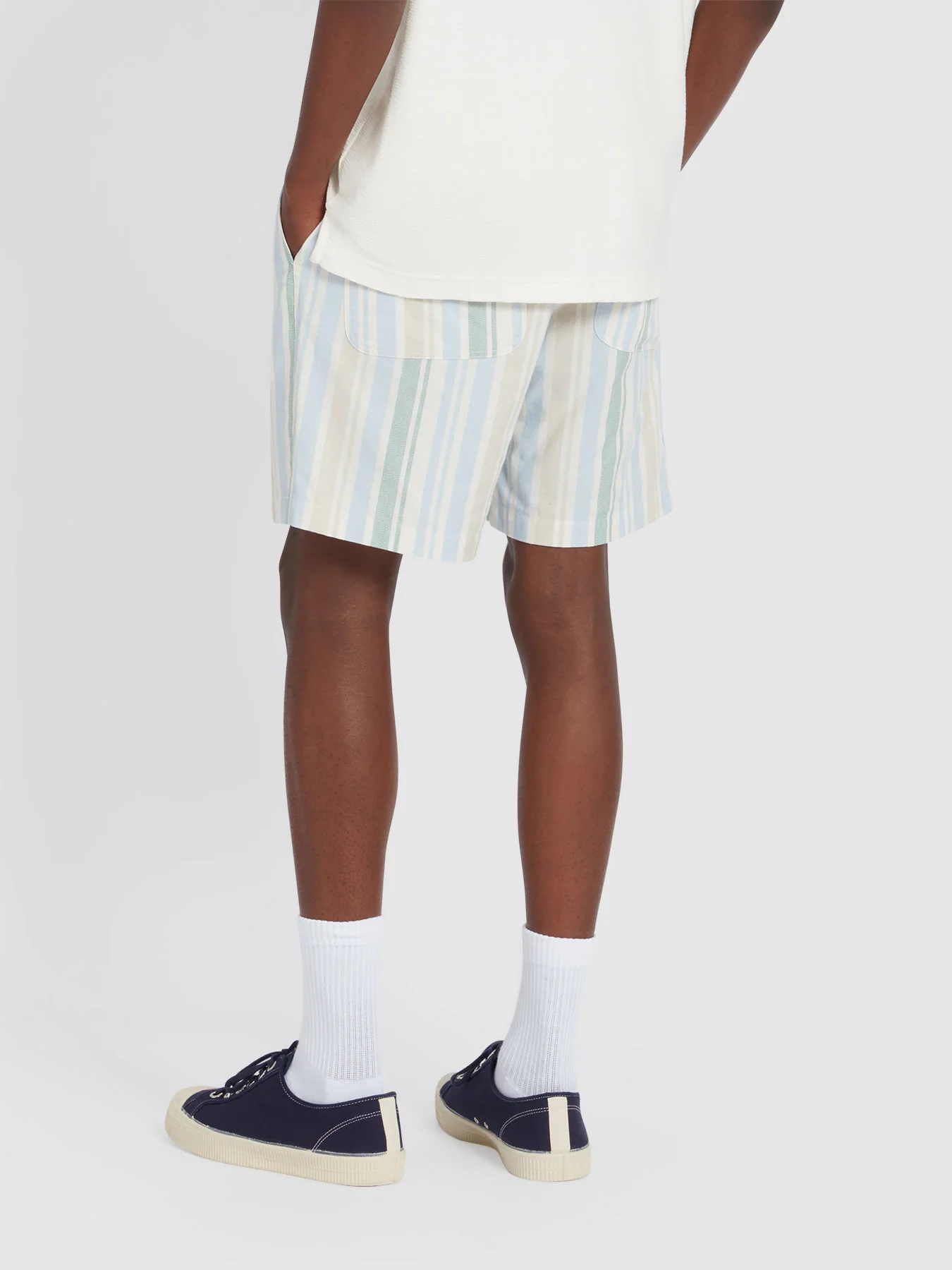 Redwald Thick Stripe Shorts In Ecru - Image 3