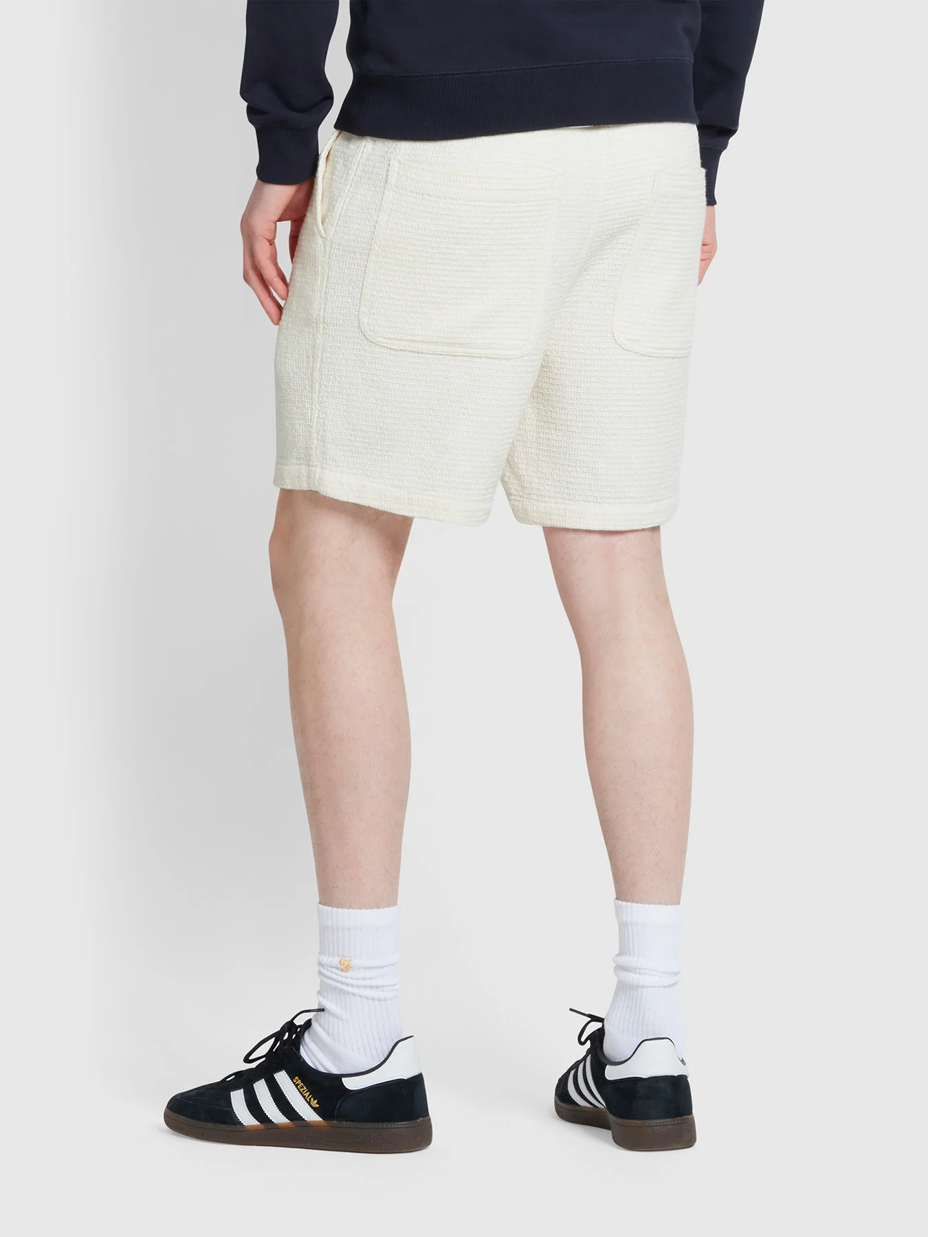 Redwald Waffle Drawstring Shorts In Ecru - Image 3