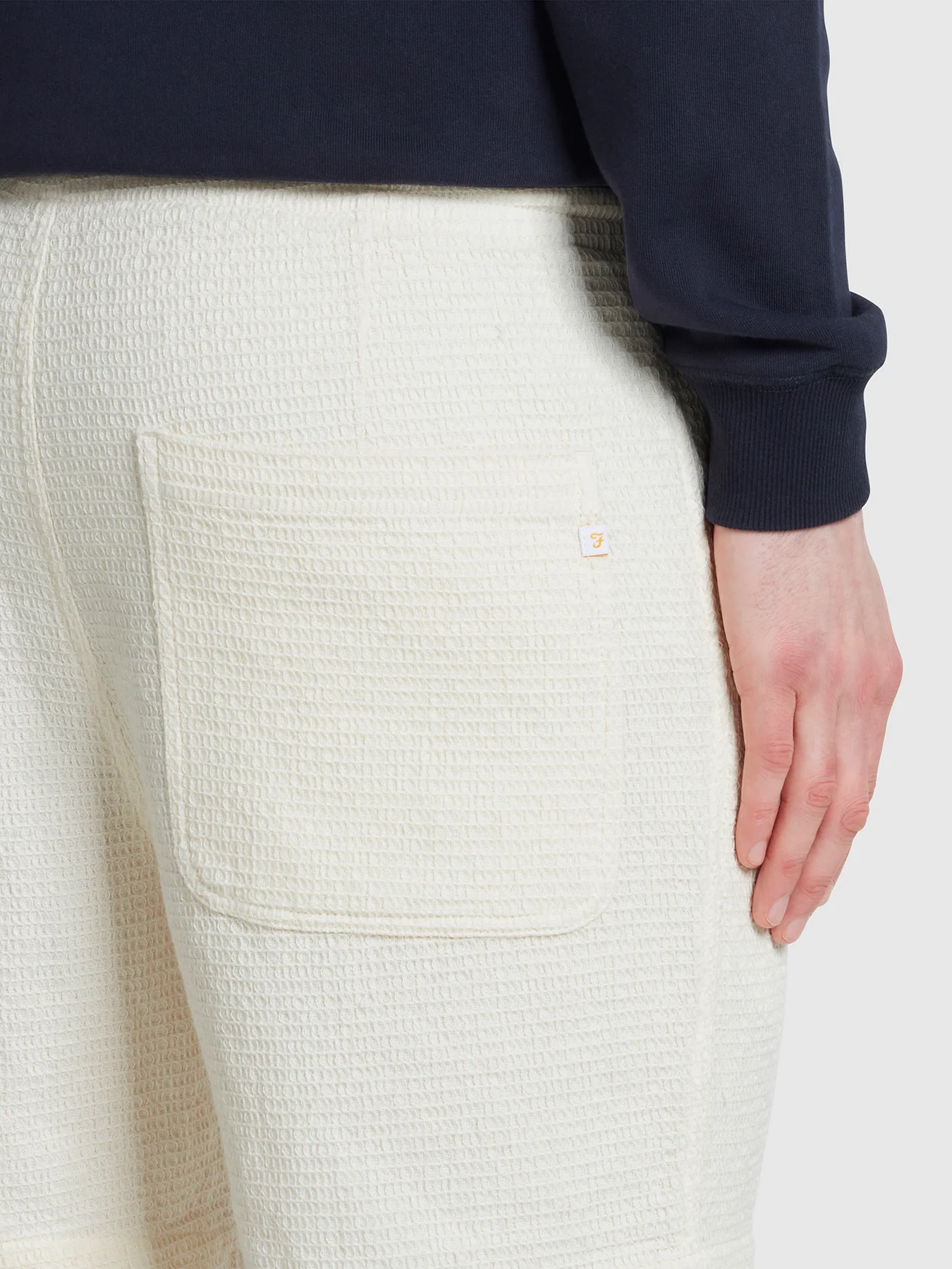 Redwald Waffle Drawstring Shorts In Ecru - Image 4