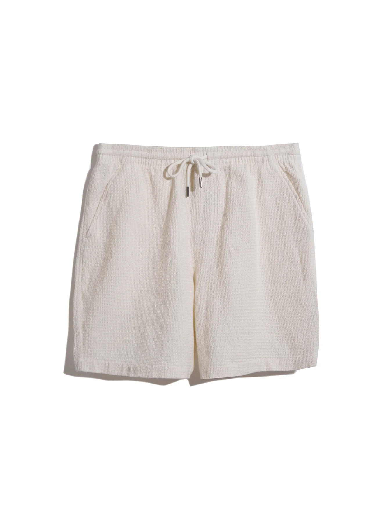 Redwald Waffle Drawstring Shorts In Ecru - Image 5