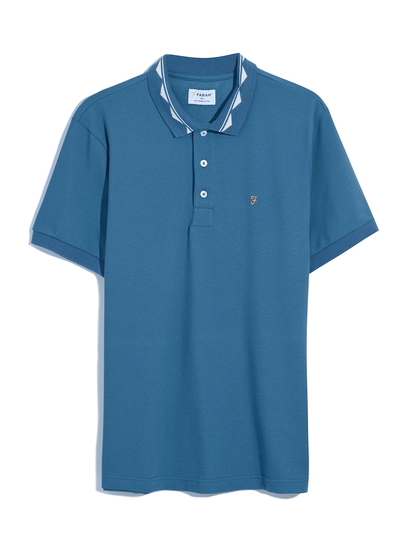 Reeves Zig Zag Tipped Collar Polo Shirt In Cold Metal - Image 5
