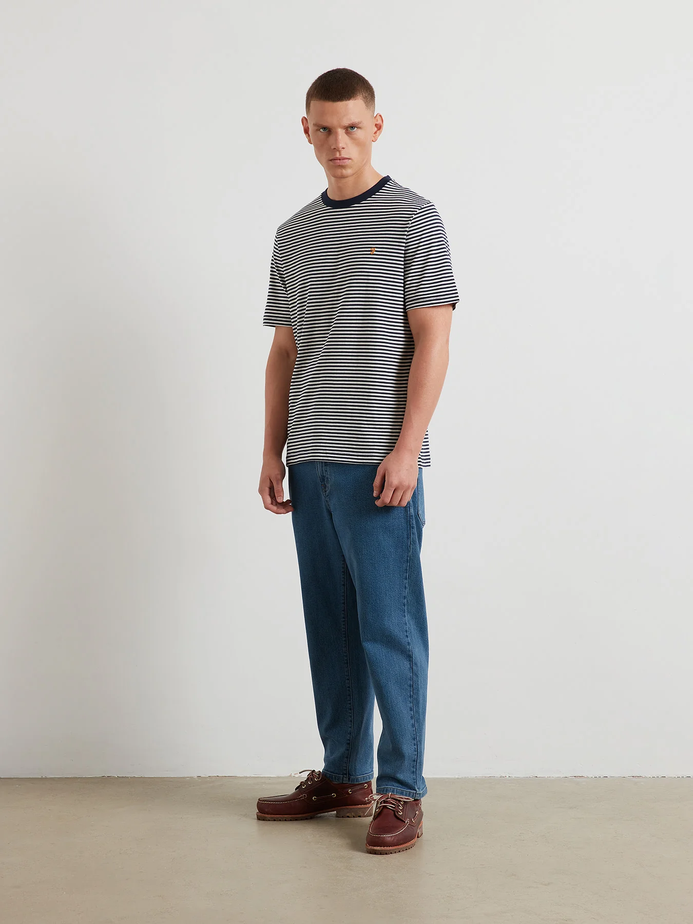 Rushden Striped T-Shirt In True Navy - Image 2