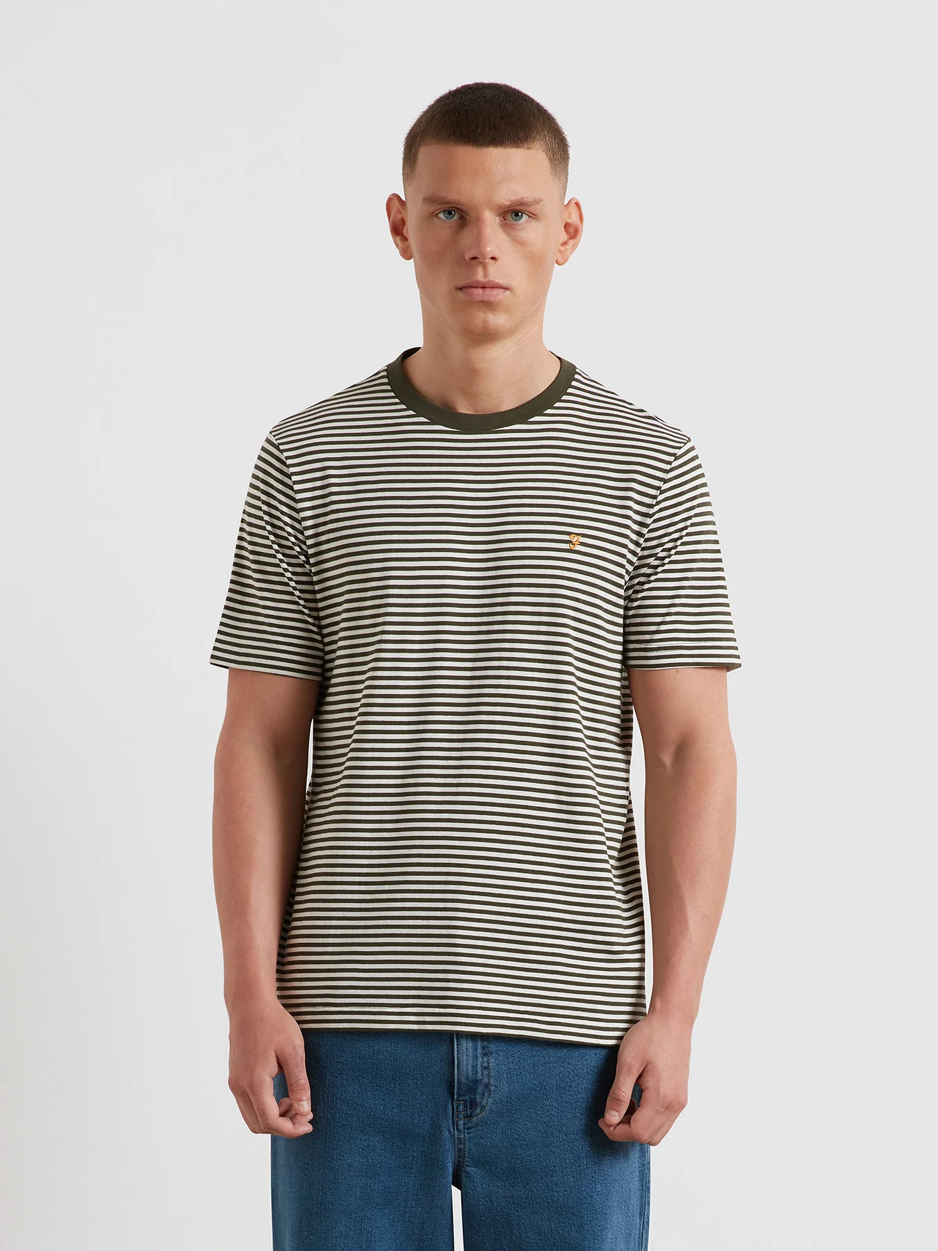 Rushden Striped T-Shirt In Dark Olive
