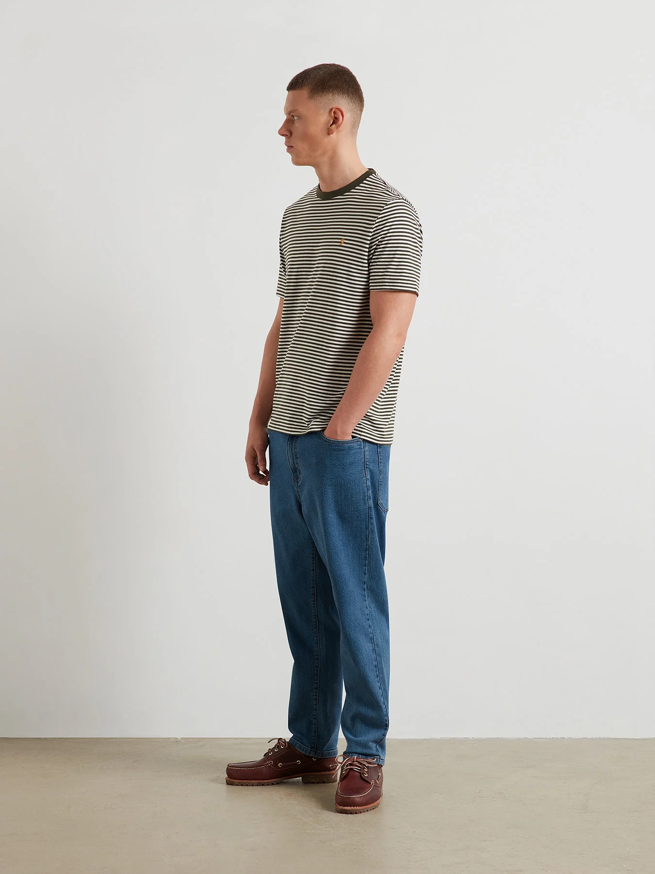 Rushden Striped T-Shirt In Dark Olive - Image 2