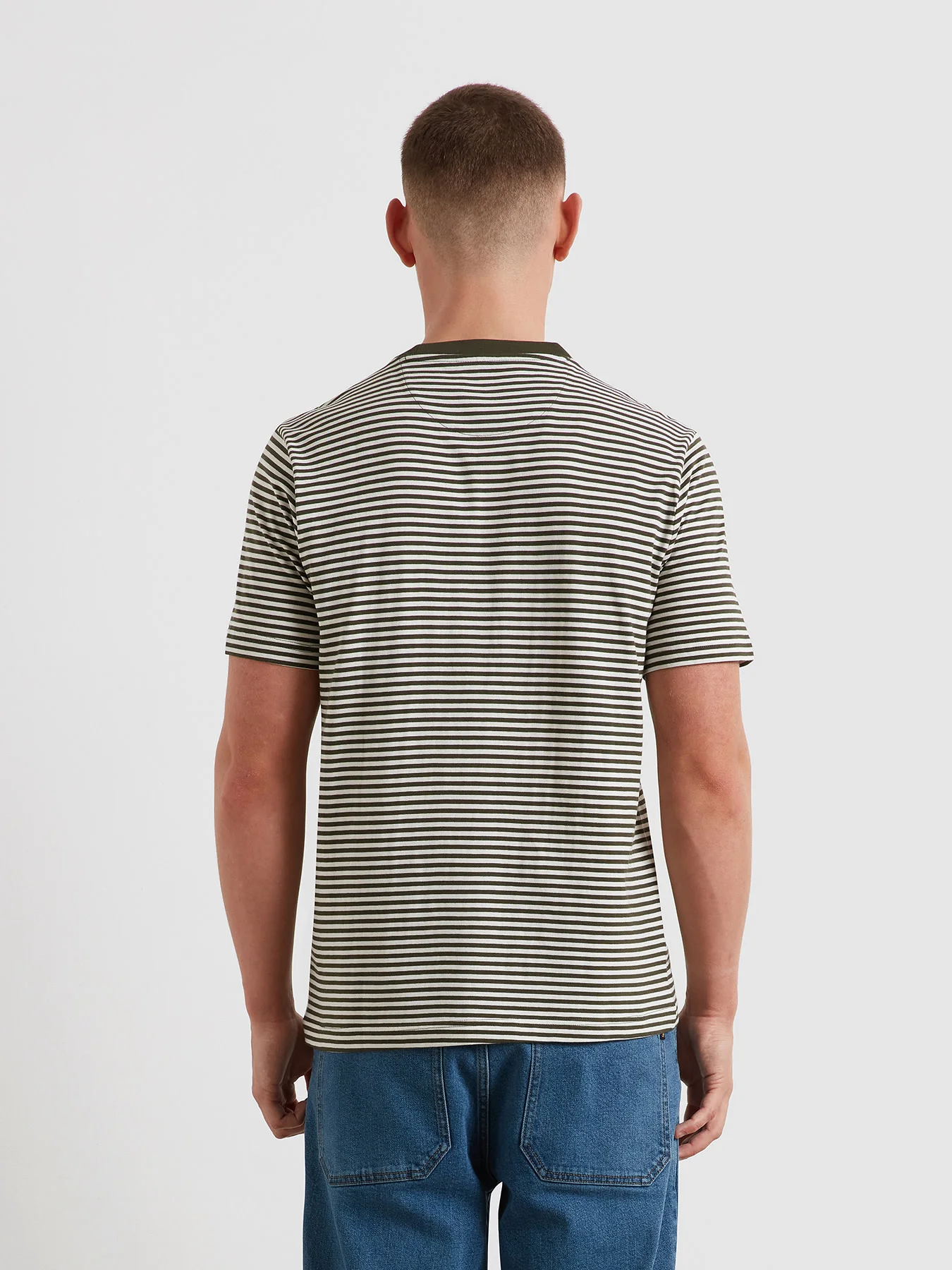 Rushden Striped T-Shirt In Dark Olive - Image 3