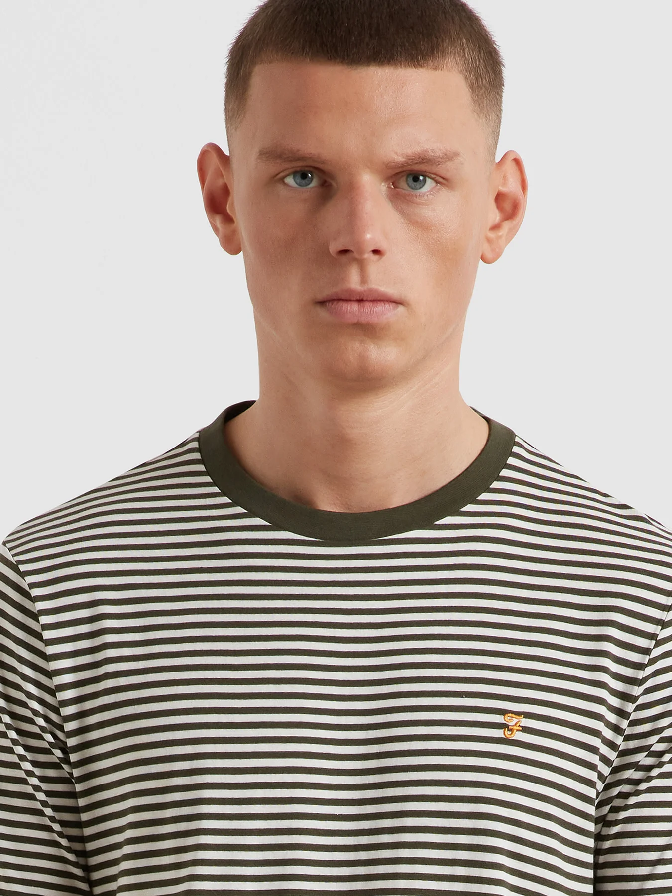 Rushden Striped T-Shirt In Dark Olive - Image 4