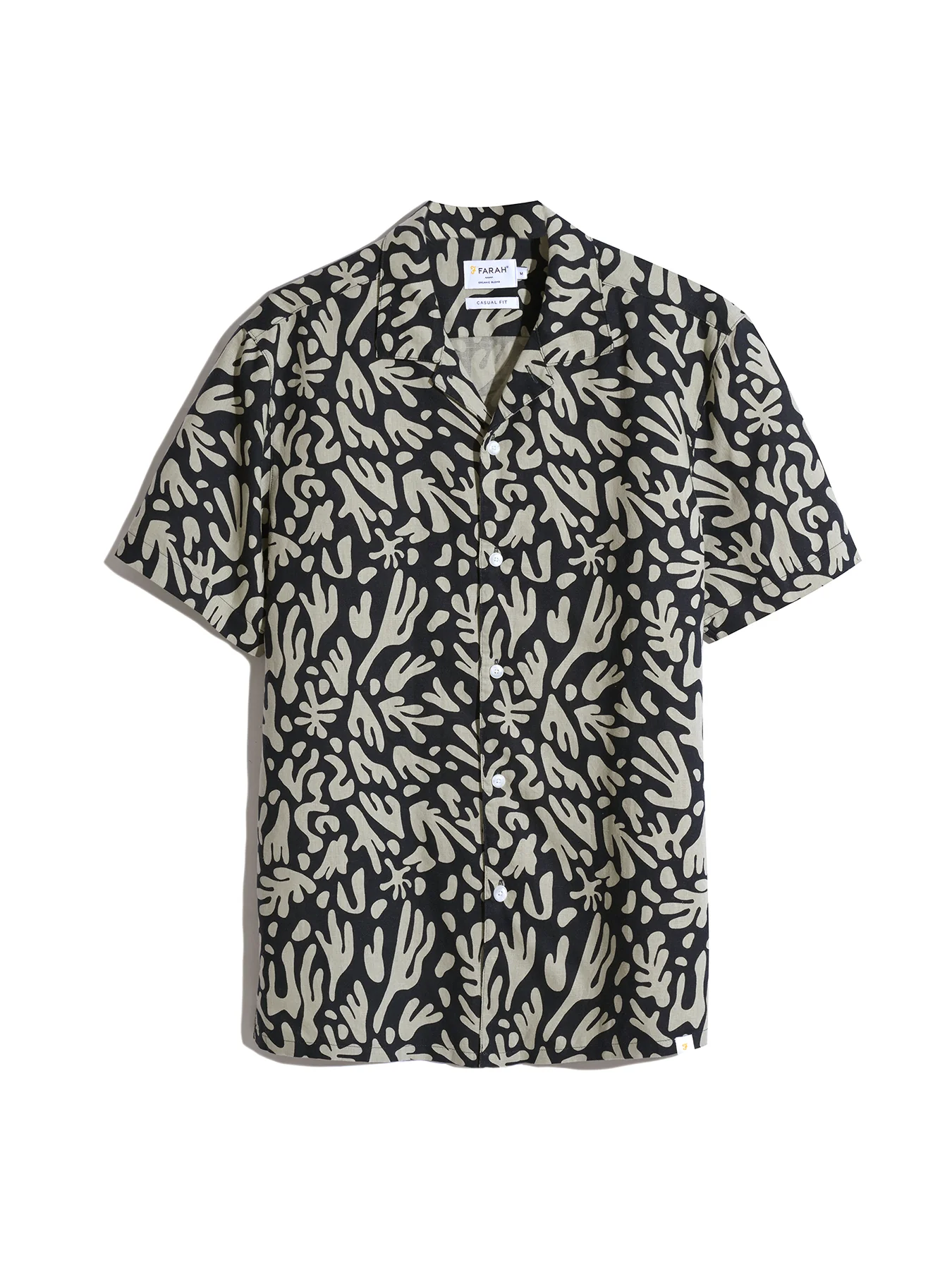 Saunders Short Sleeve Revere Print Shirt In True Navy - Image 5