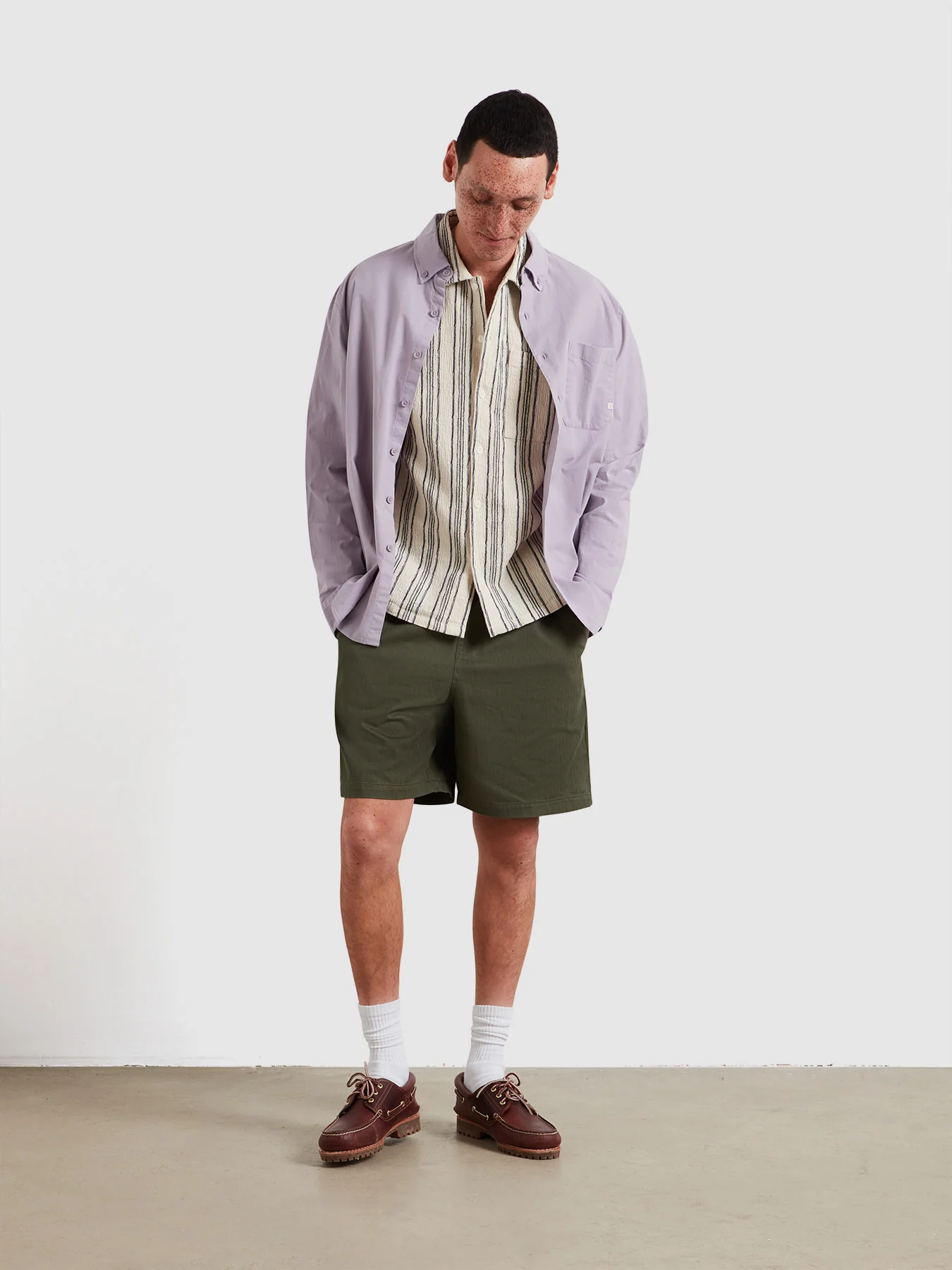 Simon Striped Short Sleeve Shirt In Ecru - Image 3