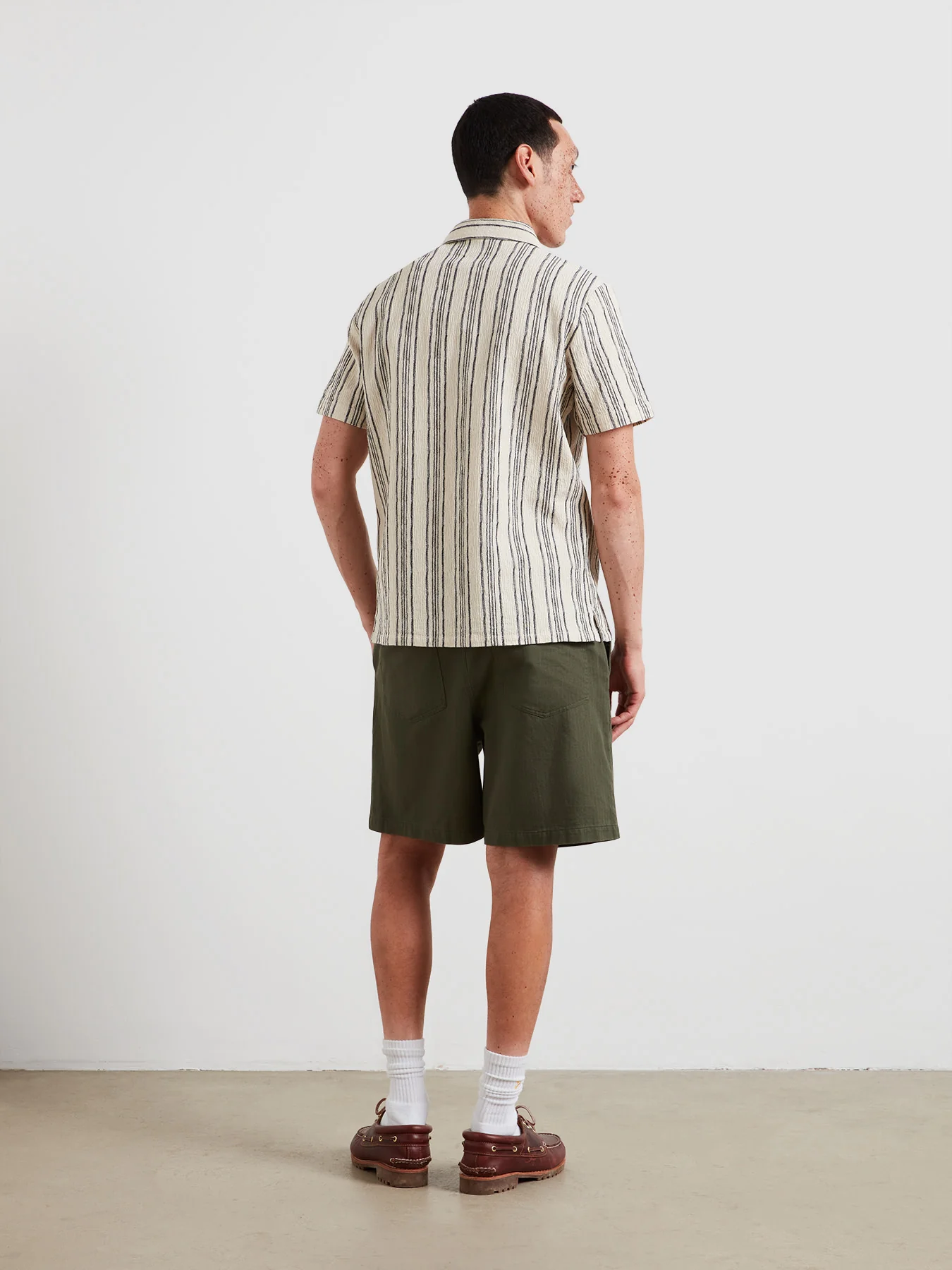 Simon Striped Short Sleeve Shirt In Ecru - Image 4