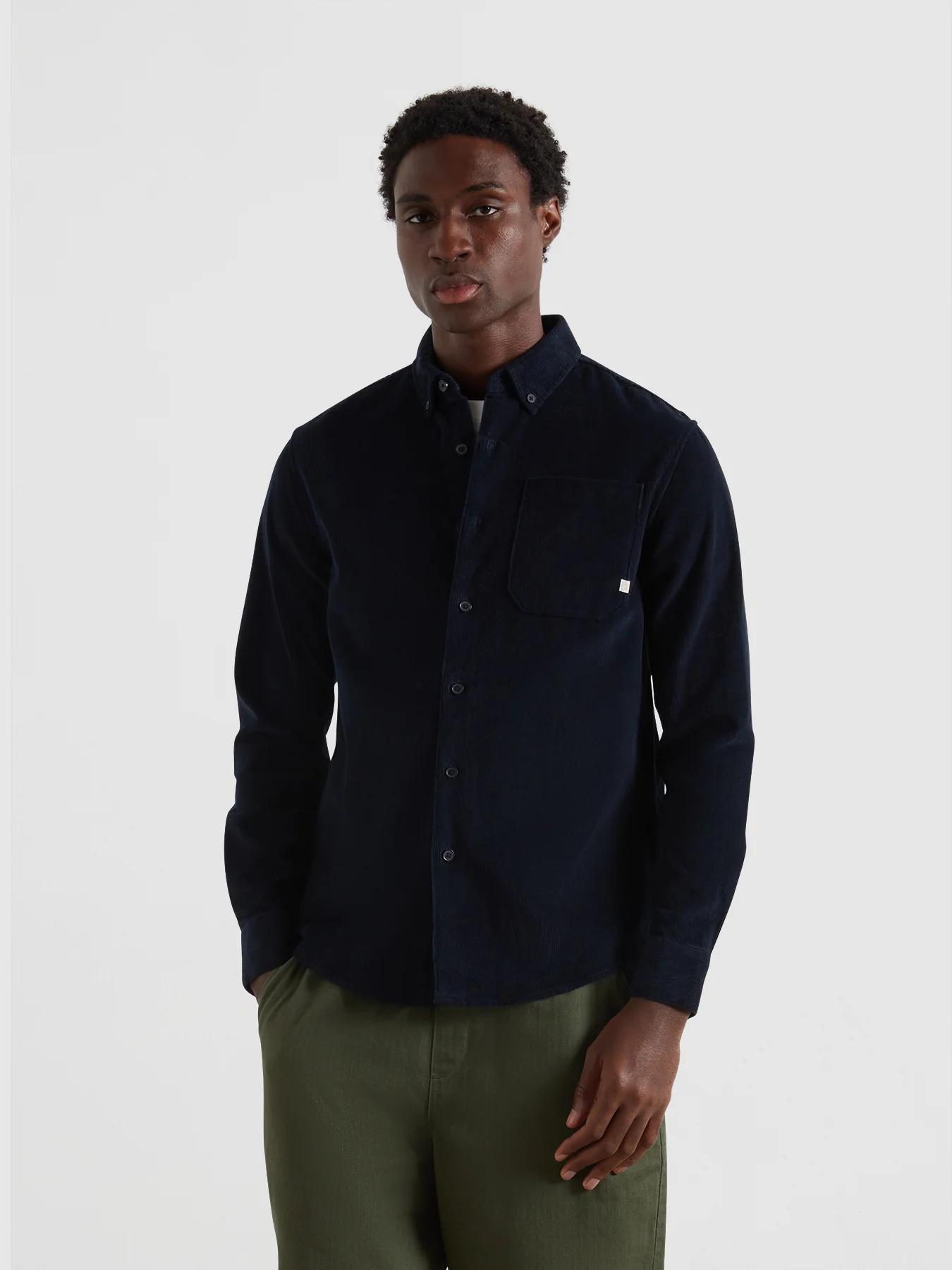 Spencer Casual Fit Corduroy Shirt In True Navy