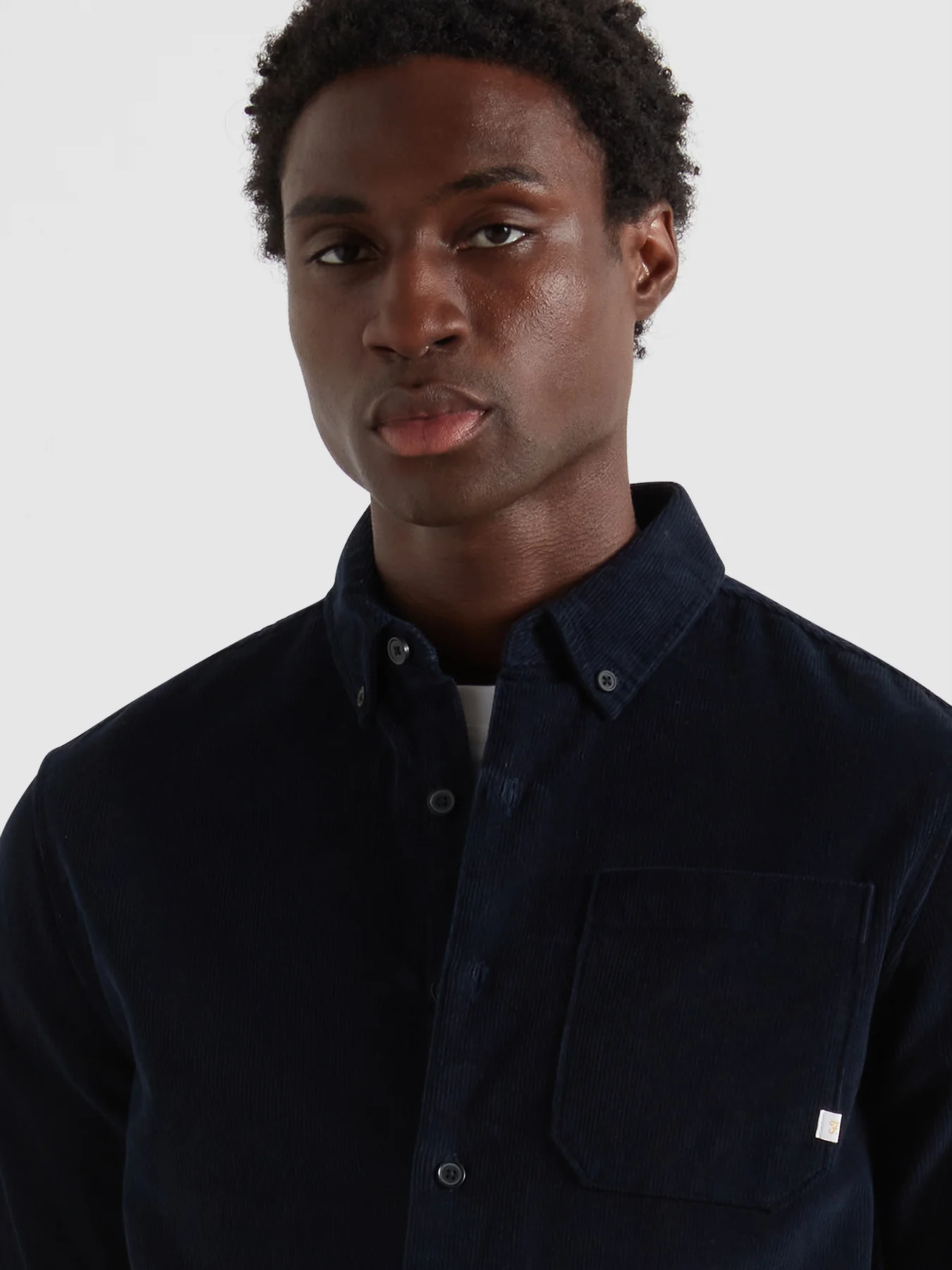 Spencer Casual Fit Corduroy Shirt In True Navy - Image 4