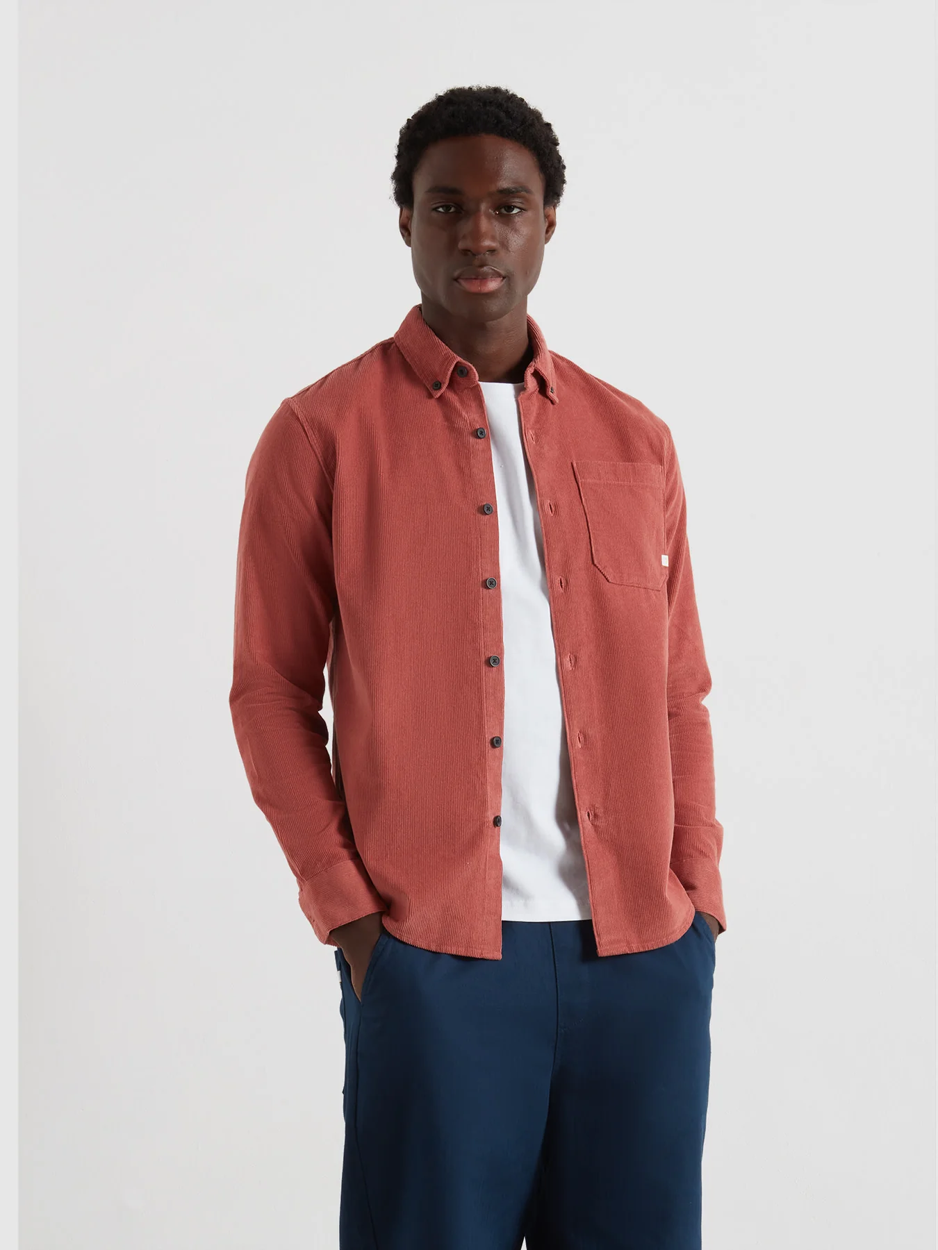 Spencer Casual Fit Corduroy Shirt In Varsity Pink